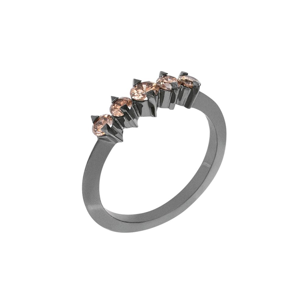 Anel Lifestyle De Ouro Branco 18K Com Ródio Negro E Diamante