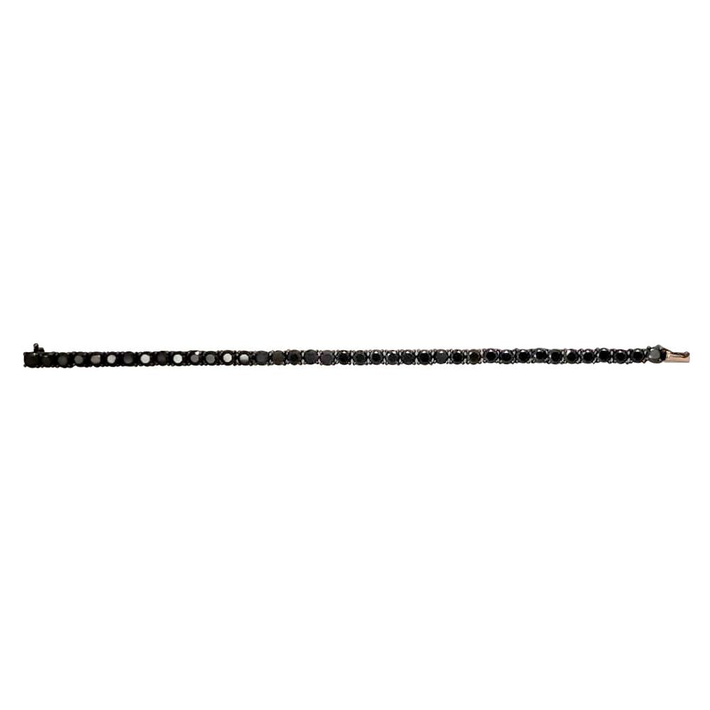 Pulseira Clássico De Ouro Branco 18K Com Rodio Negro E Diamante Negro
