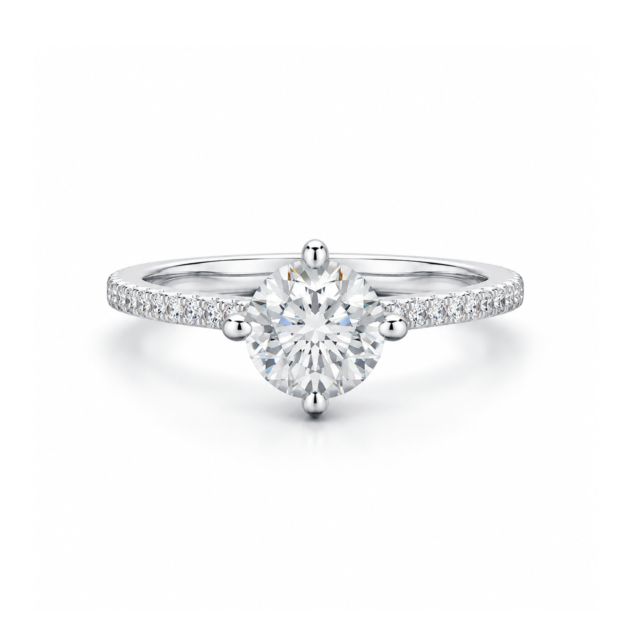 Anel Especial Solitário | Ouro Branco 18K com Diamantes