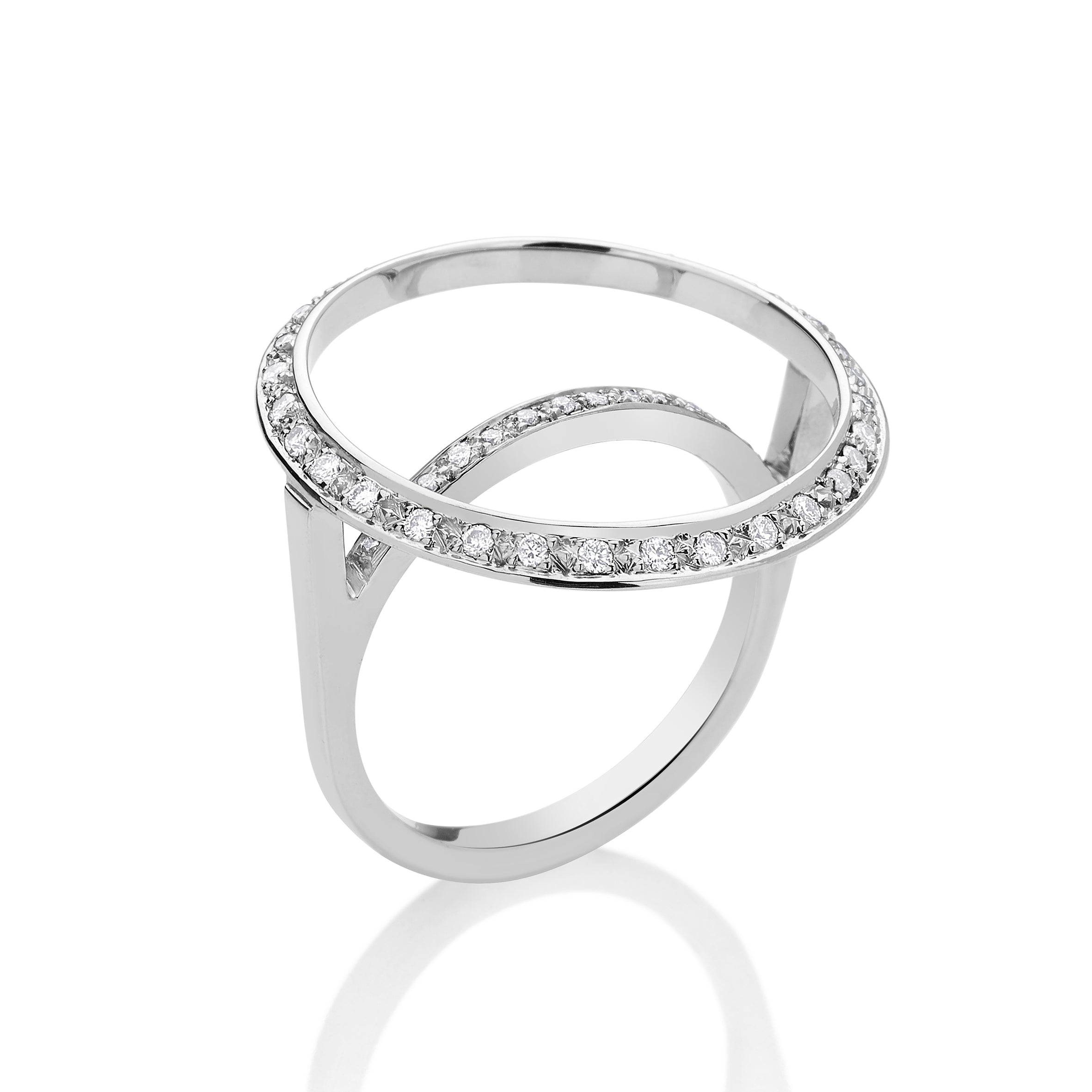 Anel Avantgarde De Ouro Branco 18K E Diamante