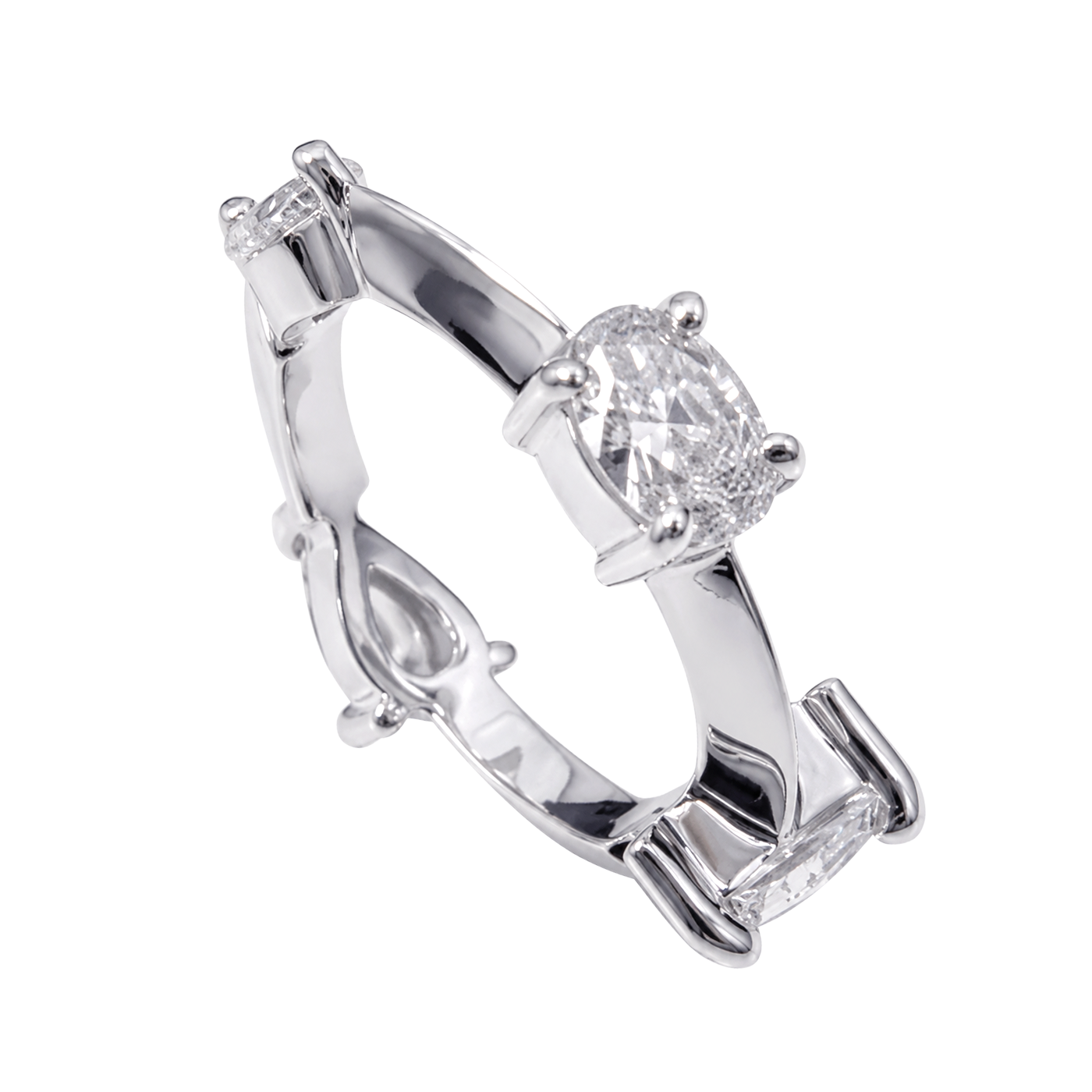 Anel Especial Mix | Ouro Branco 18K com Diamantes