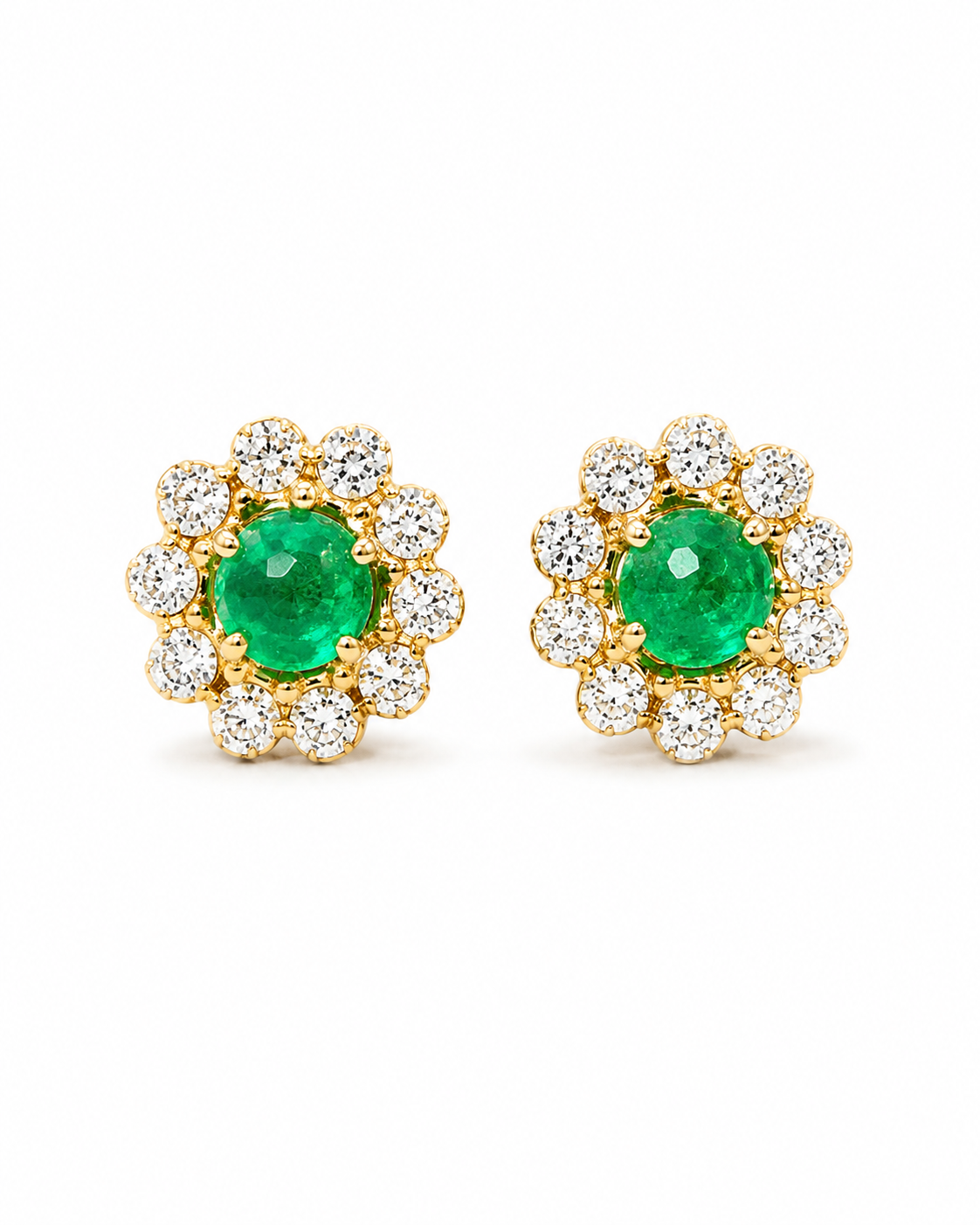 Brinco Tous Les Jours Flor | Ouro Amarelo 18K com Esmeralda e Diamantes
