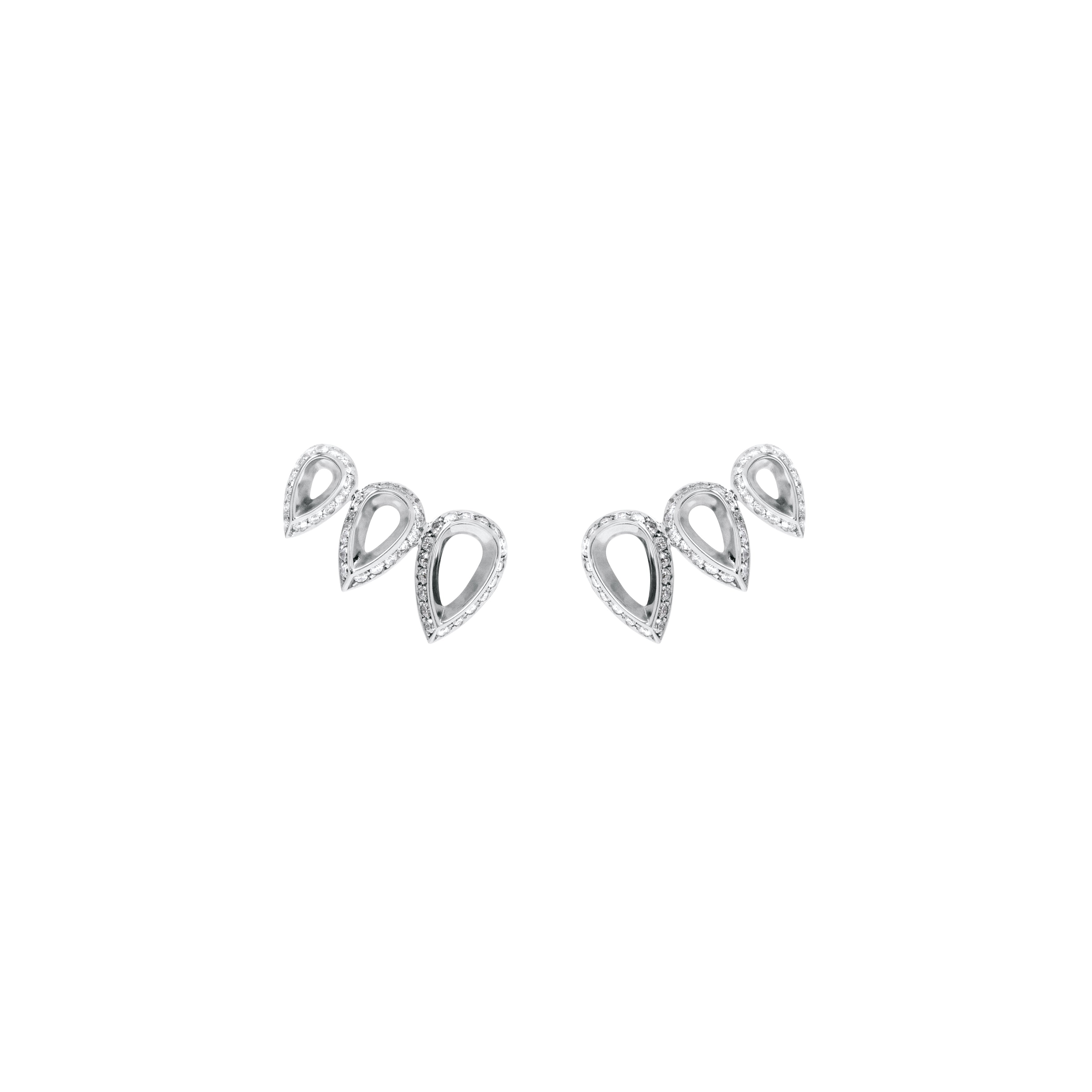 Brinco Ear Cuff Lifestyle De Ouro Branco 18K E Diamante
