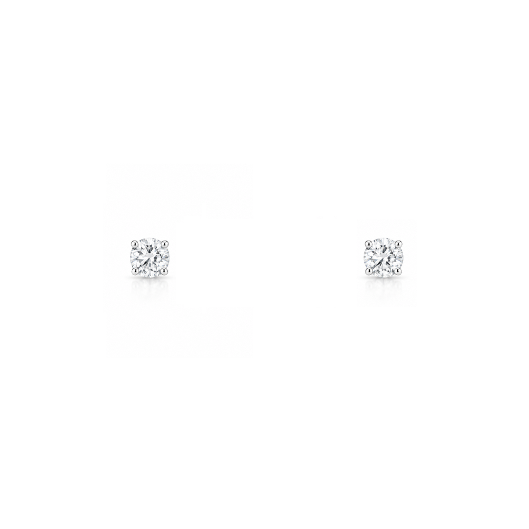 Brinco Especial Solitário | Ouro Branco 18K com Diamantes
