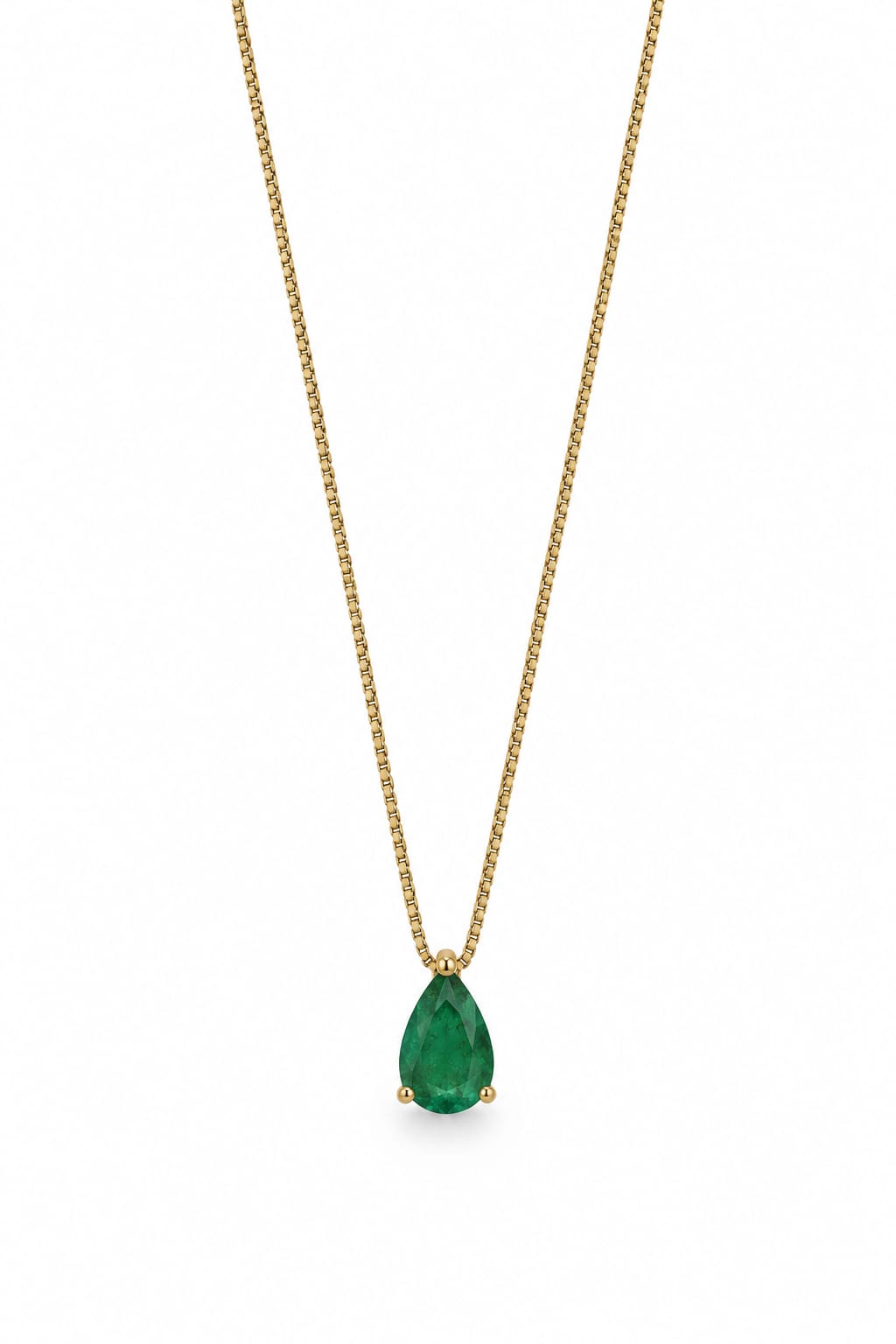 Colar Especial Solitário Gota | Ouro Amarelo 18K com Esmeralda