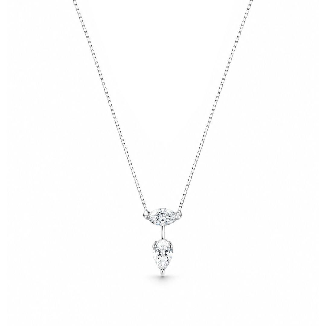 Colar Pura Duo | Ouro Branco 18K com Diamantes