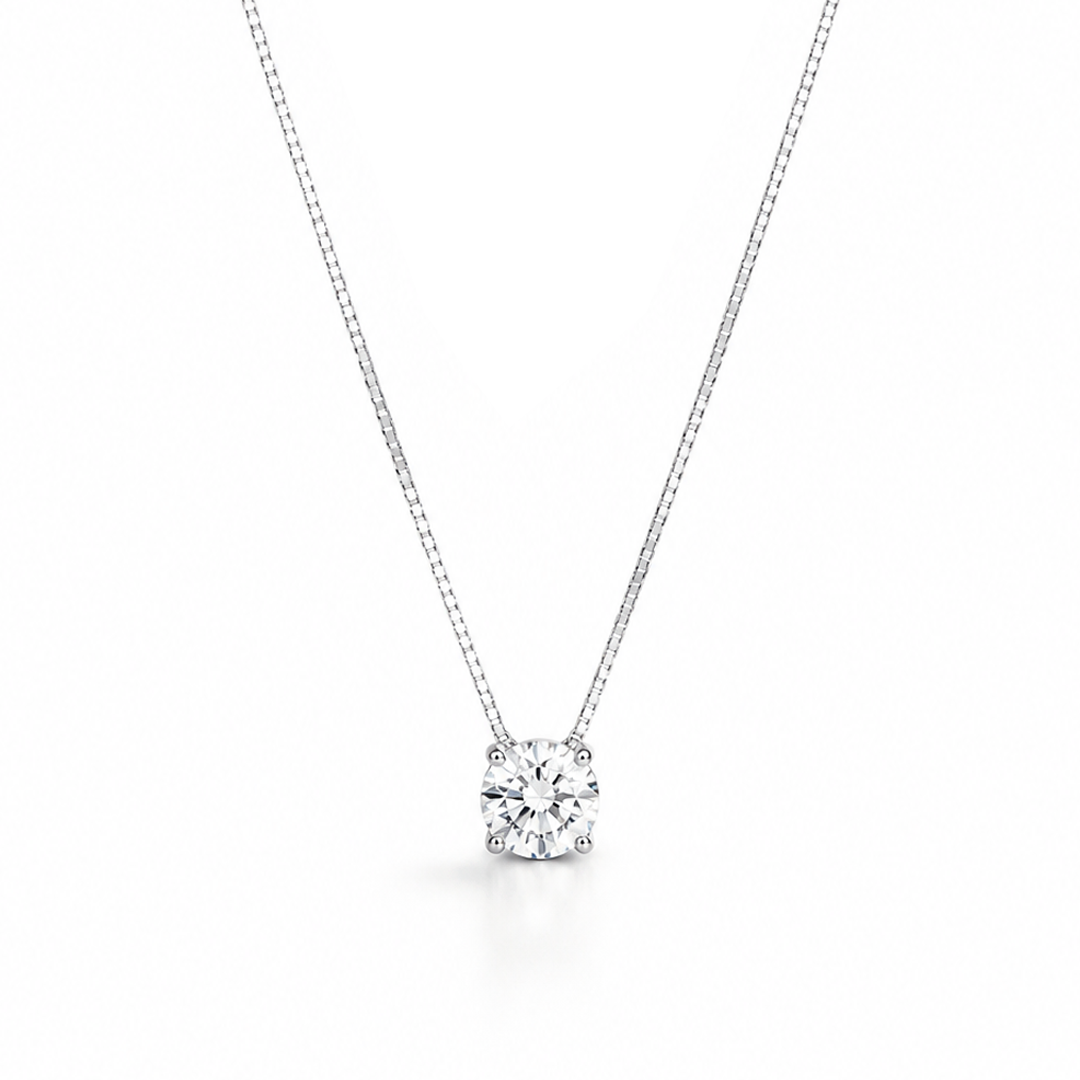 Colar Especial Solitário | Ouro Branco 18K com Diamante