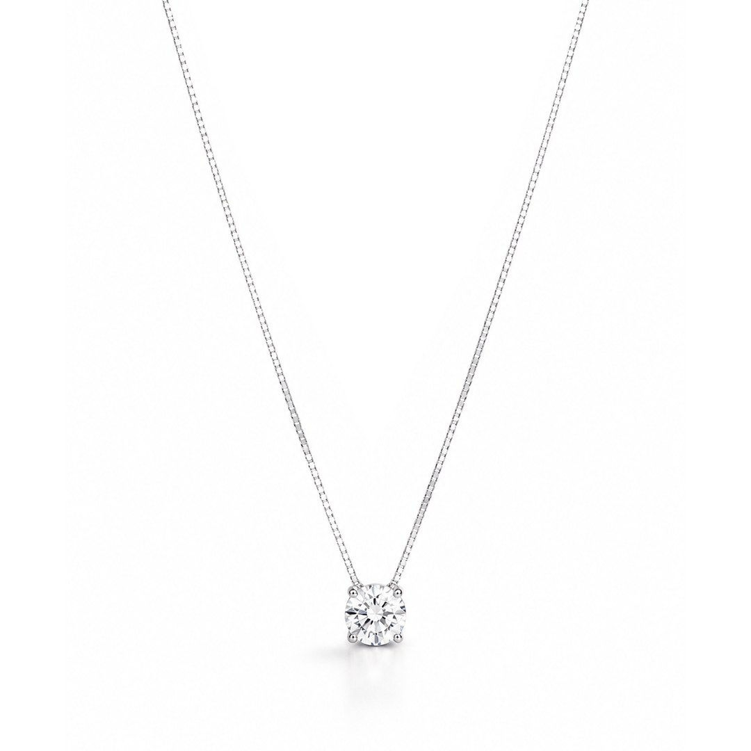 Colar Especial Solitário | Ouro Branco 18K com Diamante