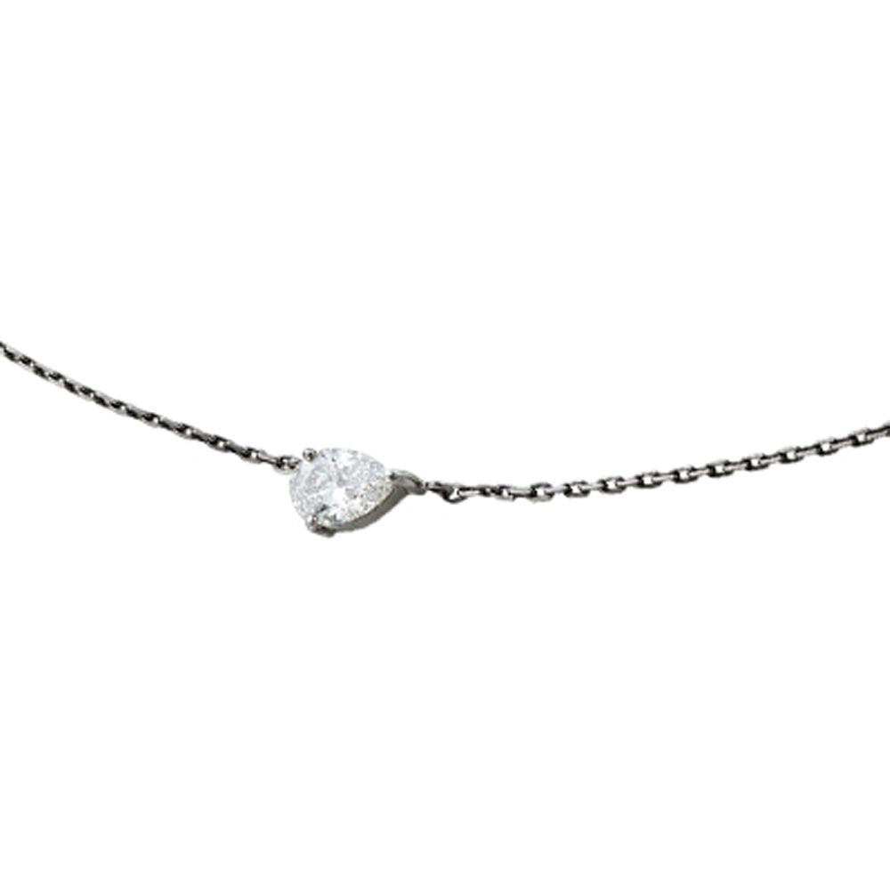 Colar Choker De Ouro Branco 18K Com Rodio Negro E Diamante