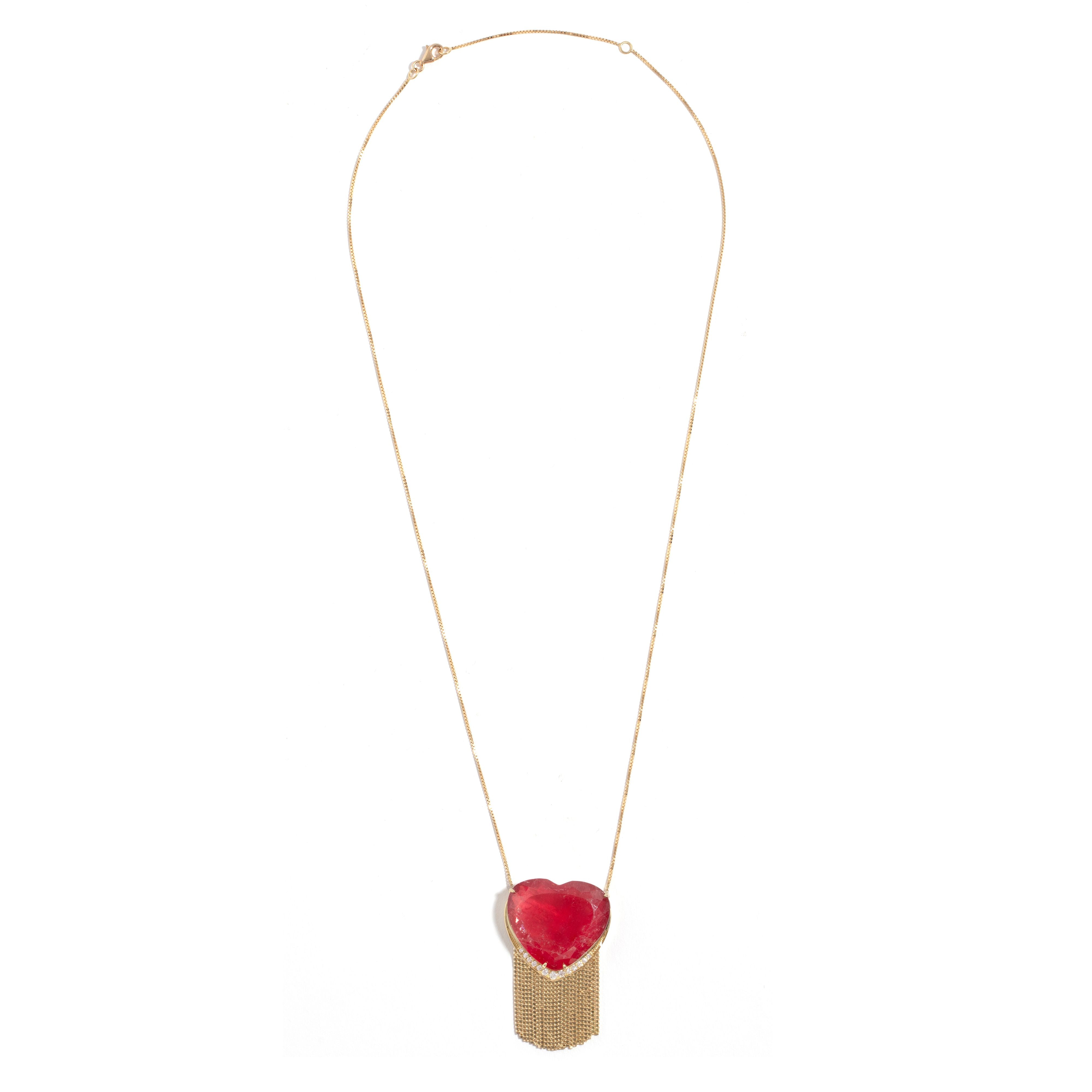 Colar New Vintage De Ouro Amarelo 18K E Rodonita E Diamante