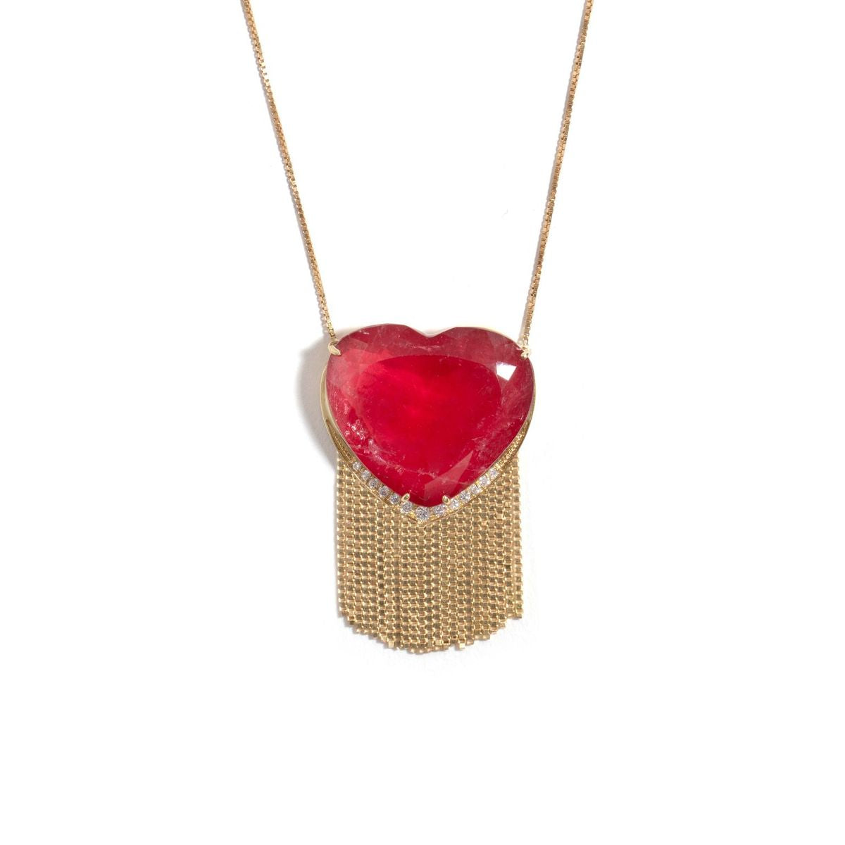 Colar New Vintage De Ouro Amarelo 18K E Rodonita E Diamante