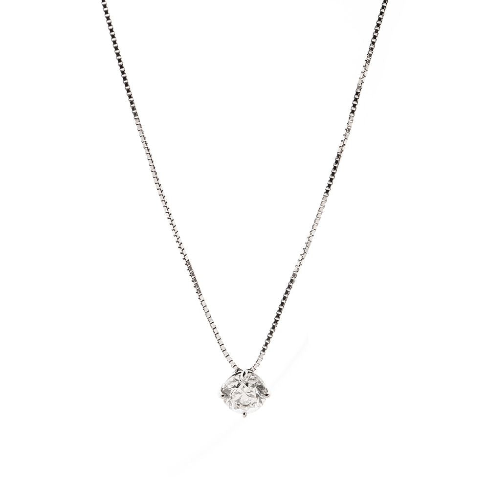 Colar Especial De Ouro Branco 18K E Diamante Solitário