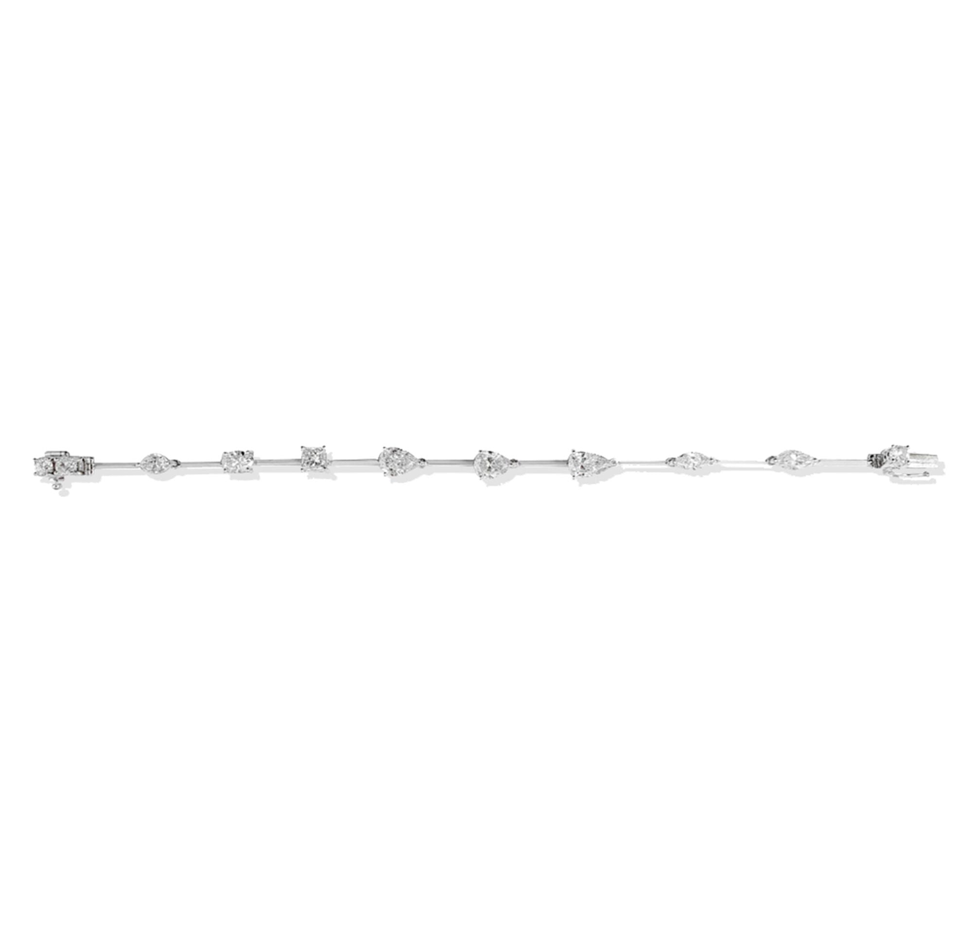 Pulseira Especial De Ouro Branco 18K E Diamante