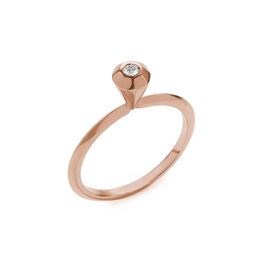 Anel First Diamond | Ouro Rosa 18K E Diamante - Jack Vartanian - Solitarios