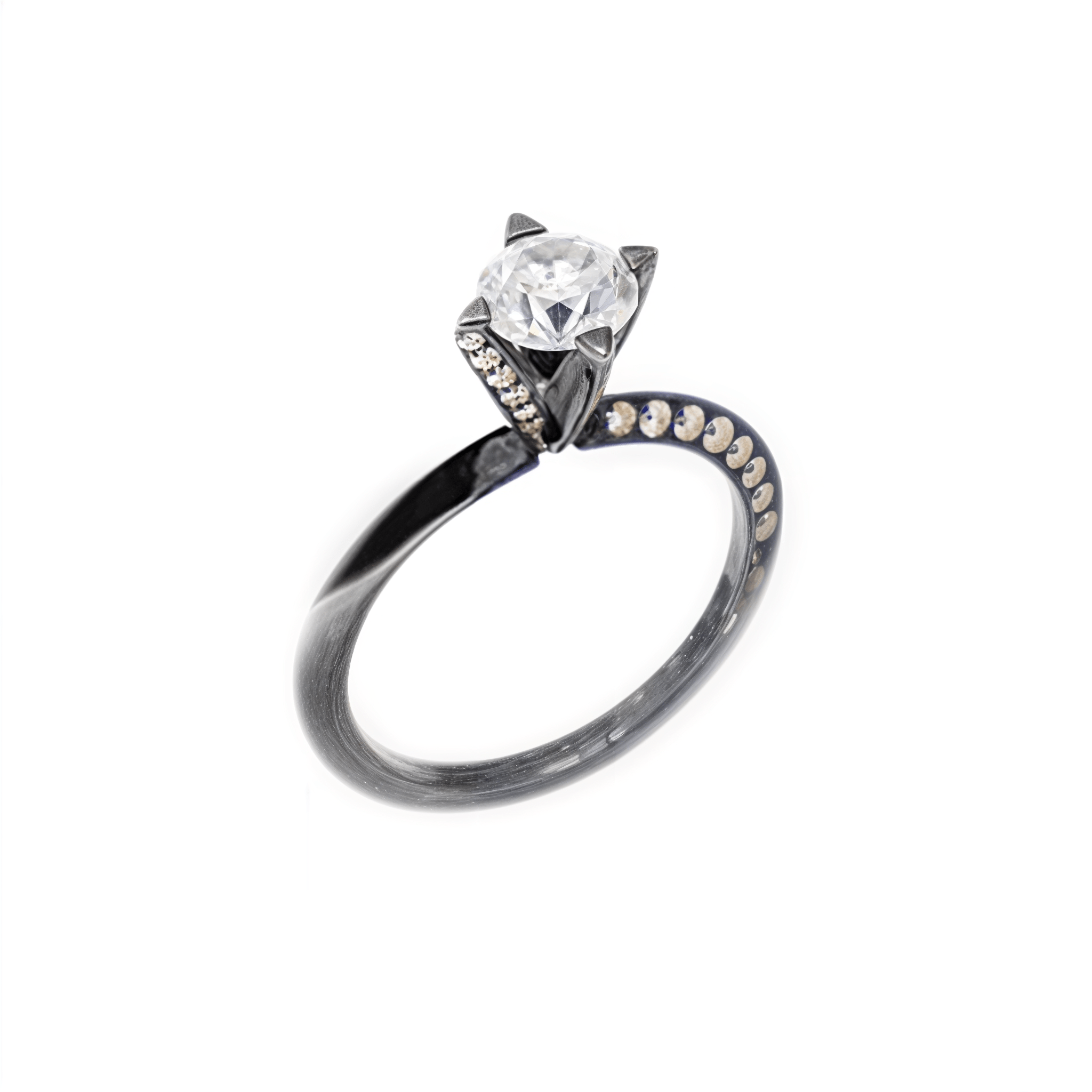 Anel Lifestyle De Ouro Branco 18K Com Rodio Negro E Diamante - Jack Vartanian - Solitarios
