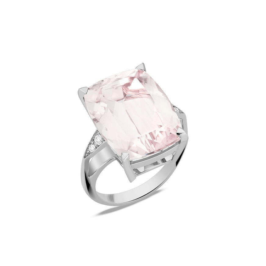 Anel Rock Star | Ouro Branco 18K com Ametista e Diamantes - Jack Vartanian - Cocktail