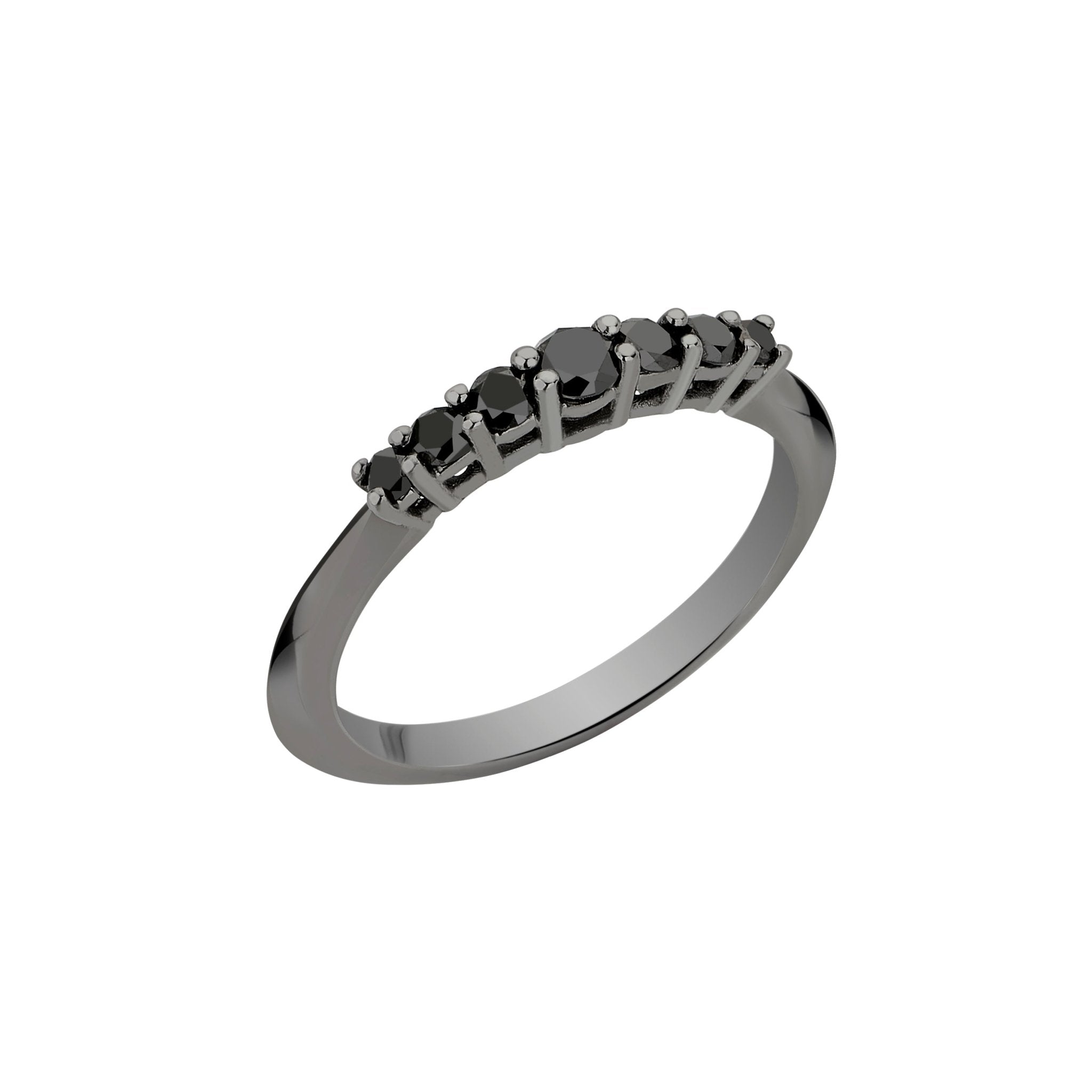 Anel Rock Star - P | Ouro Branco 18K com Ródio Negro e Diamante Negros - Jack Vartanian - Cravejados