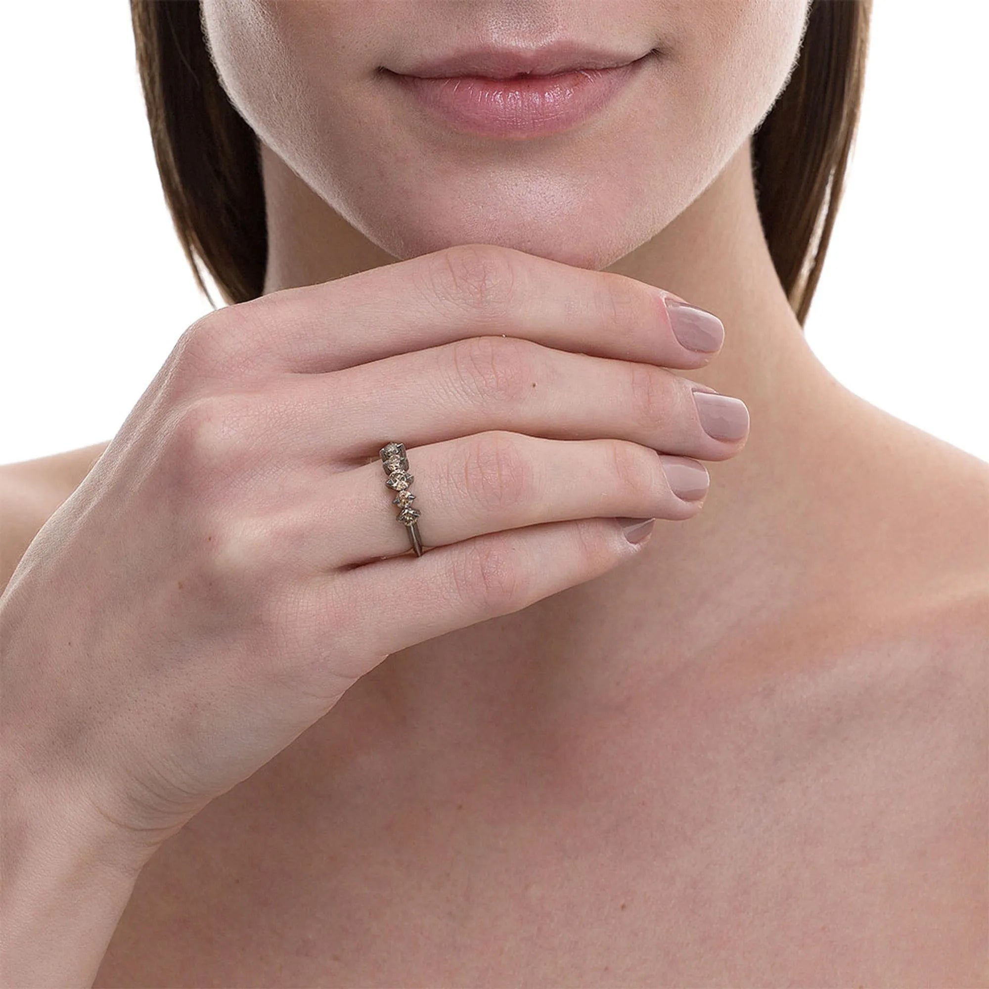 Anel Lifestyle De Ouro Branco 18K Com Ródio Negro E Diamante