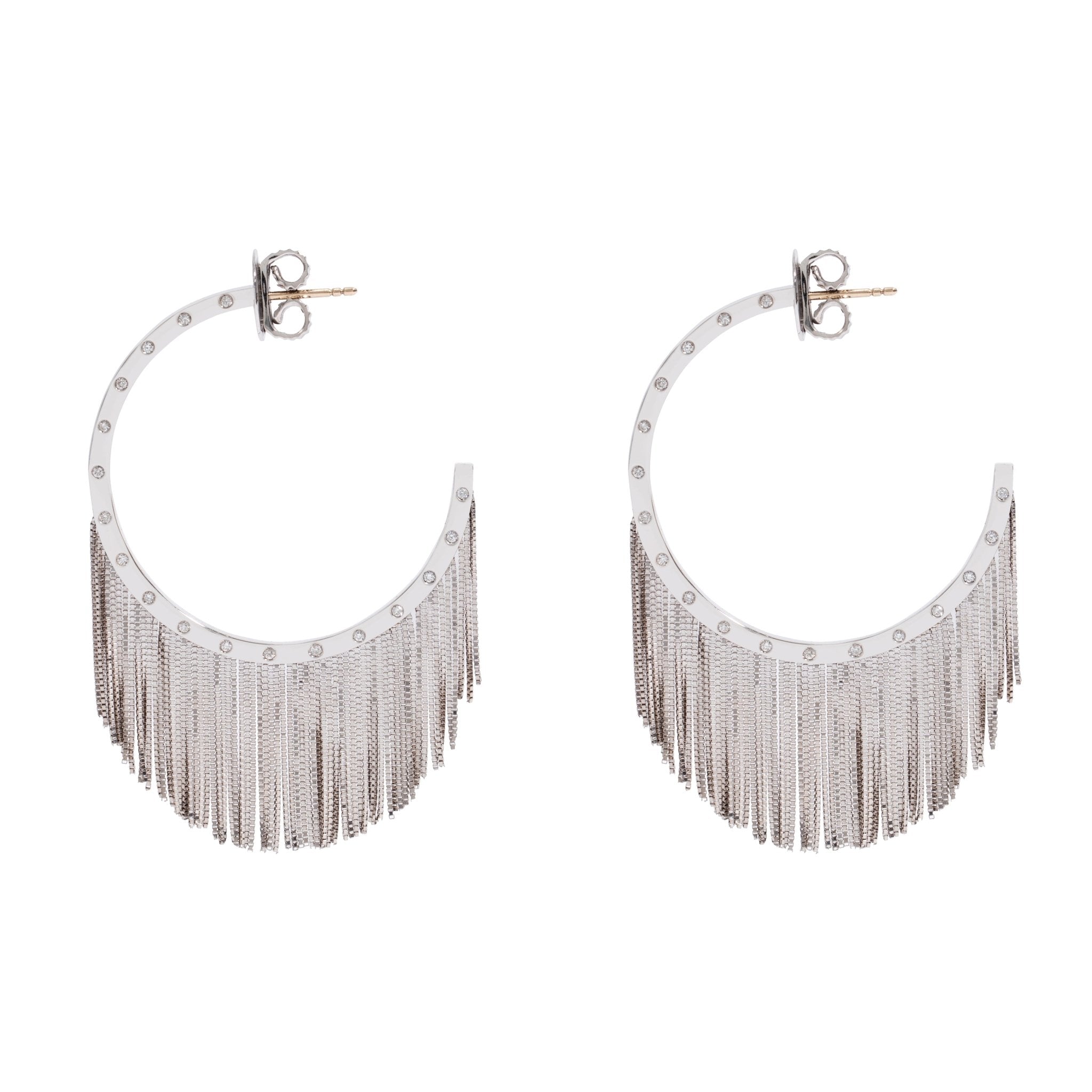 Argola Power Fringe New Vintage | Ouro Branco 18K com Diamantes - Jack Vartanian - Alta Joalheria