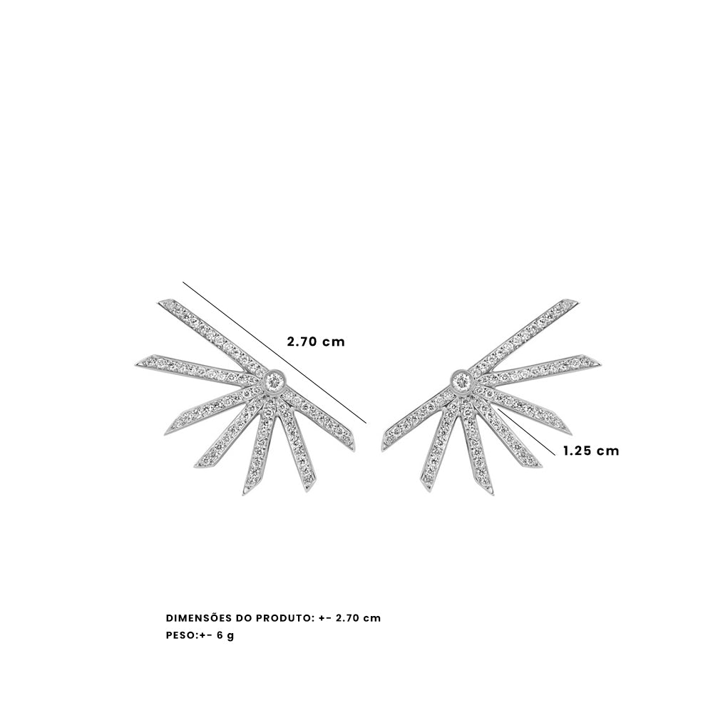 Brinco 15 Anos - P | Ouro Branco 18K E Diamantes - Jack Vartanian - Lobulo