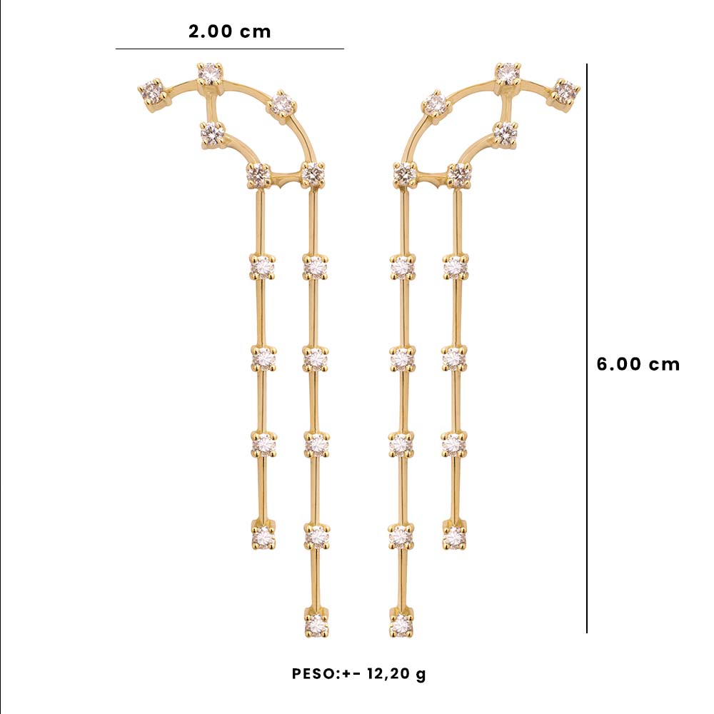 Brinco Celebrate Duo | Ouro Amarelo 18K e Diamantes - Jack Vartanian - Alta Joalheria