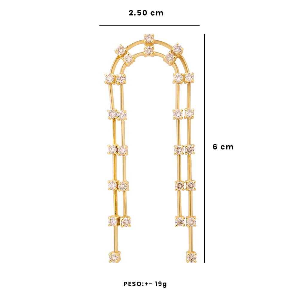 Brinco Celebrate Duplo | Ouro Amarelo 18K e Diamantes - Jack Vartanian - Alta Joalheria