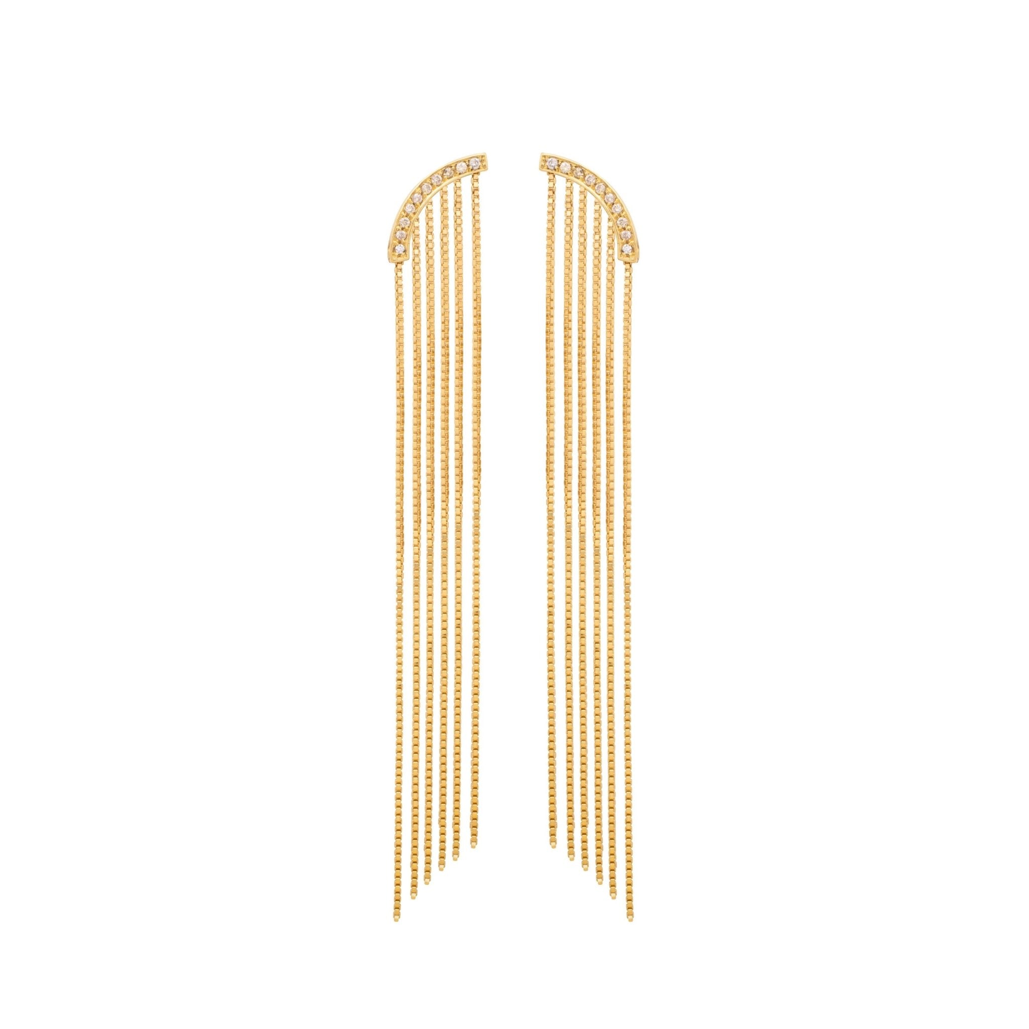 Brinco Celebrate Franja | Ouro Amarelo 18K e Diamantes - Jack Vartanian - Longos E Franjas