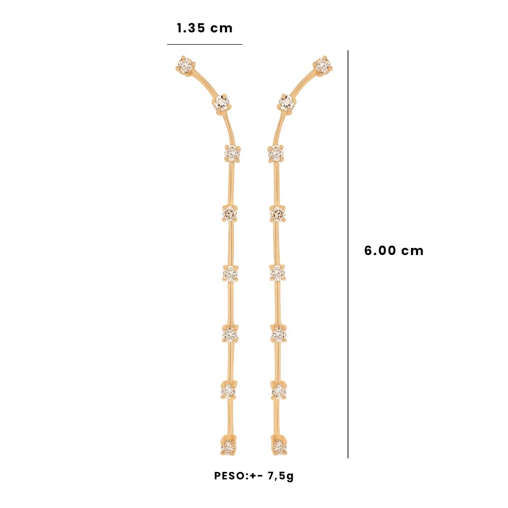 Brinco Celebrate | Ouro Amarelo 18K e Diamantes - Jack Vartanian - Longos E Franjas