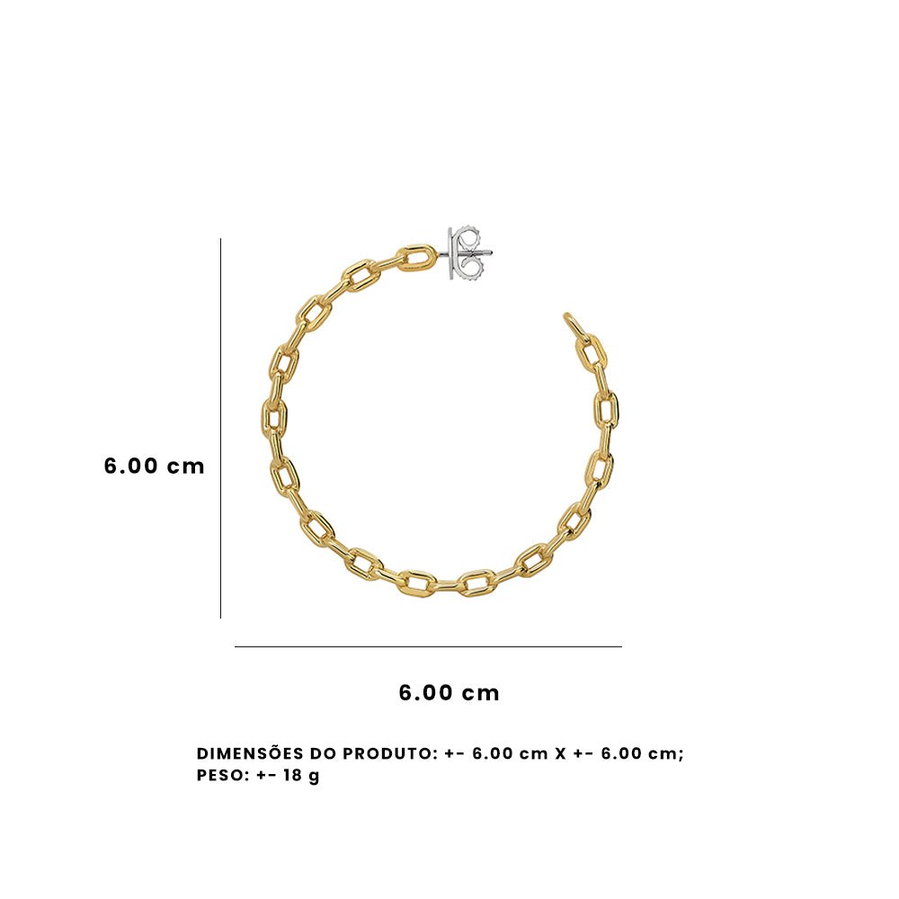 Brinco Chain - G | Prata Com Ouro Amarelo 18k - Jack Vartanian - Argolas