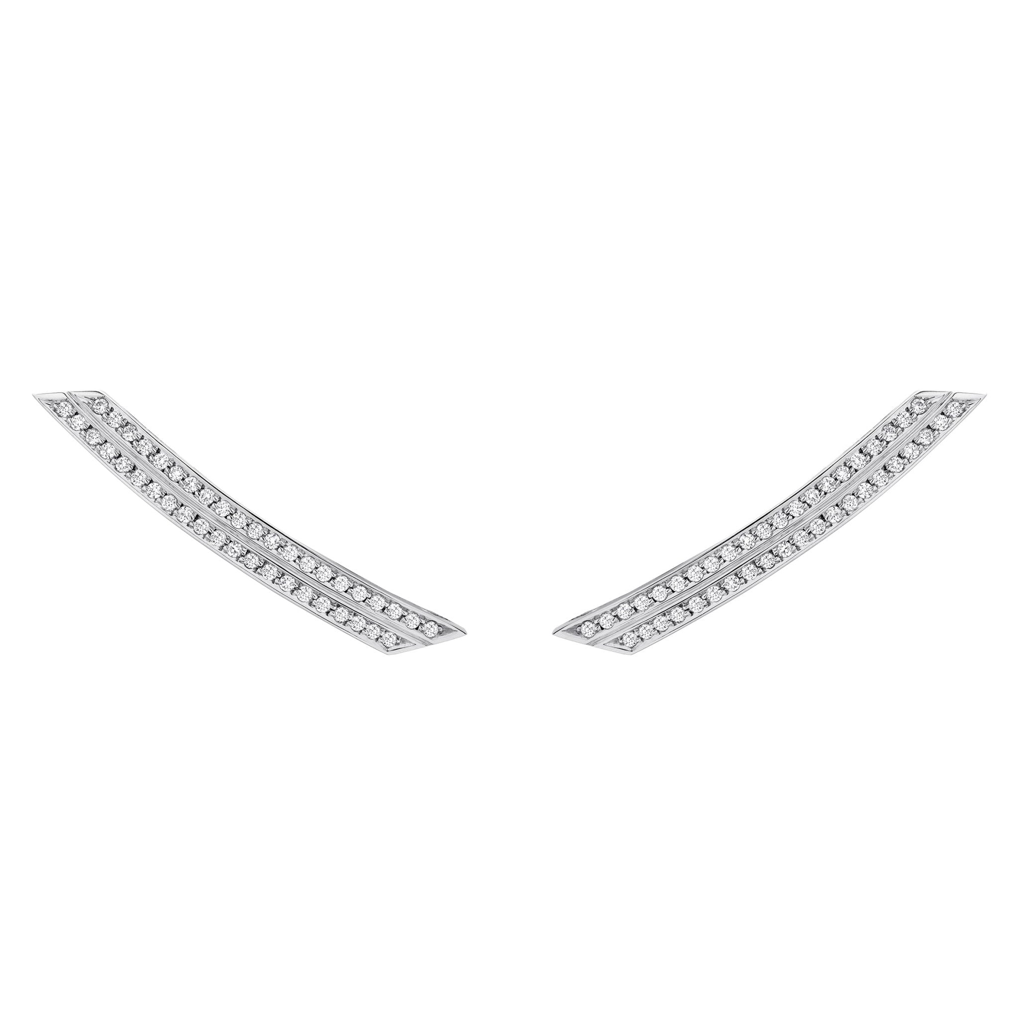 Brinco Ear Cuff Deco 2019 | Ouro Branco 18K E Diamantes - Jack Vartanian - Ear Cuffs