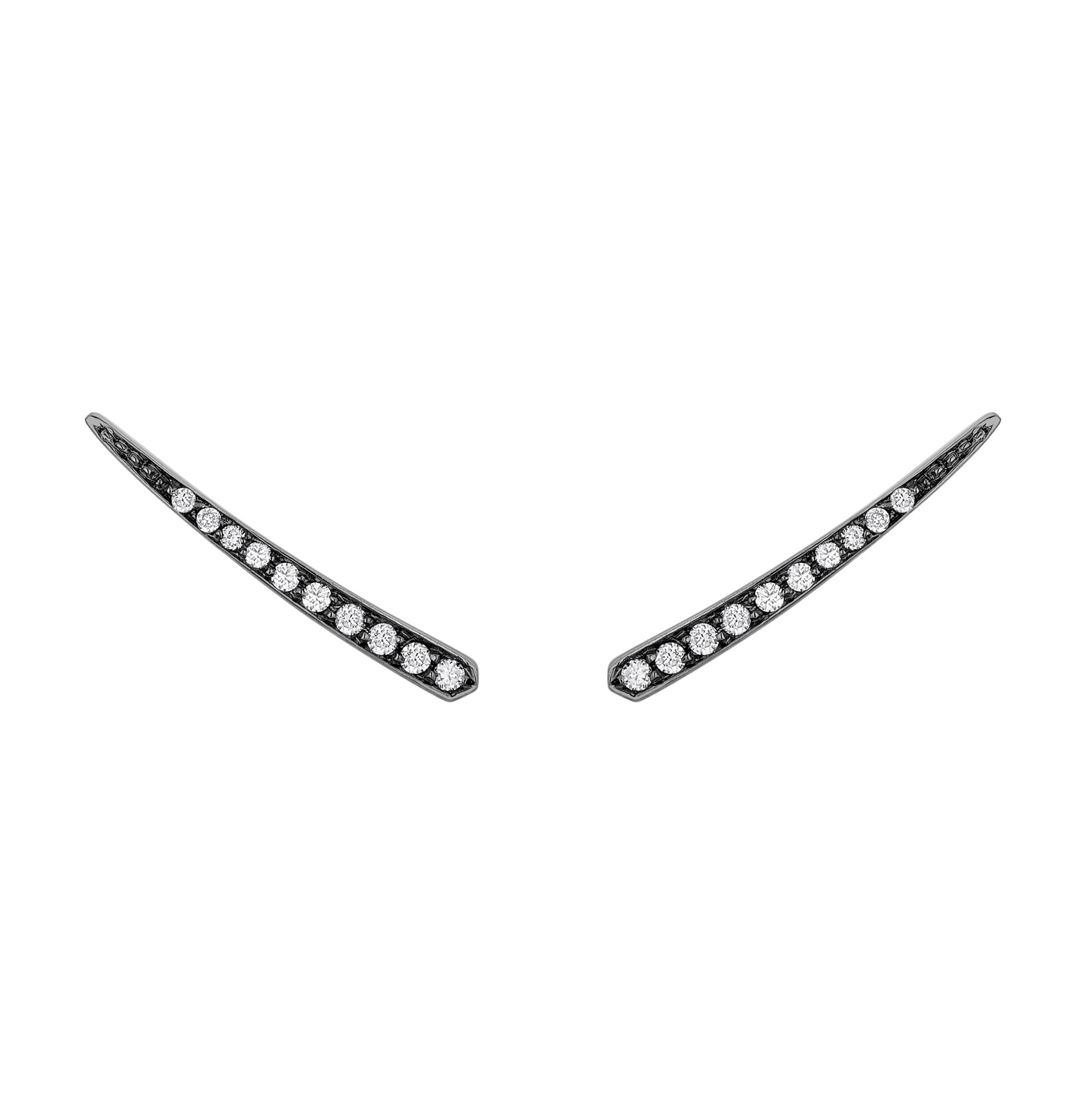 Brinco Ear Cuff Piscine | Ouro Branco 18K Com Ródio Negro E Diamantes - Jack Vartanian - Ear Cuffs