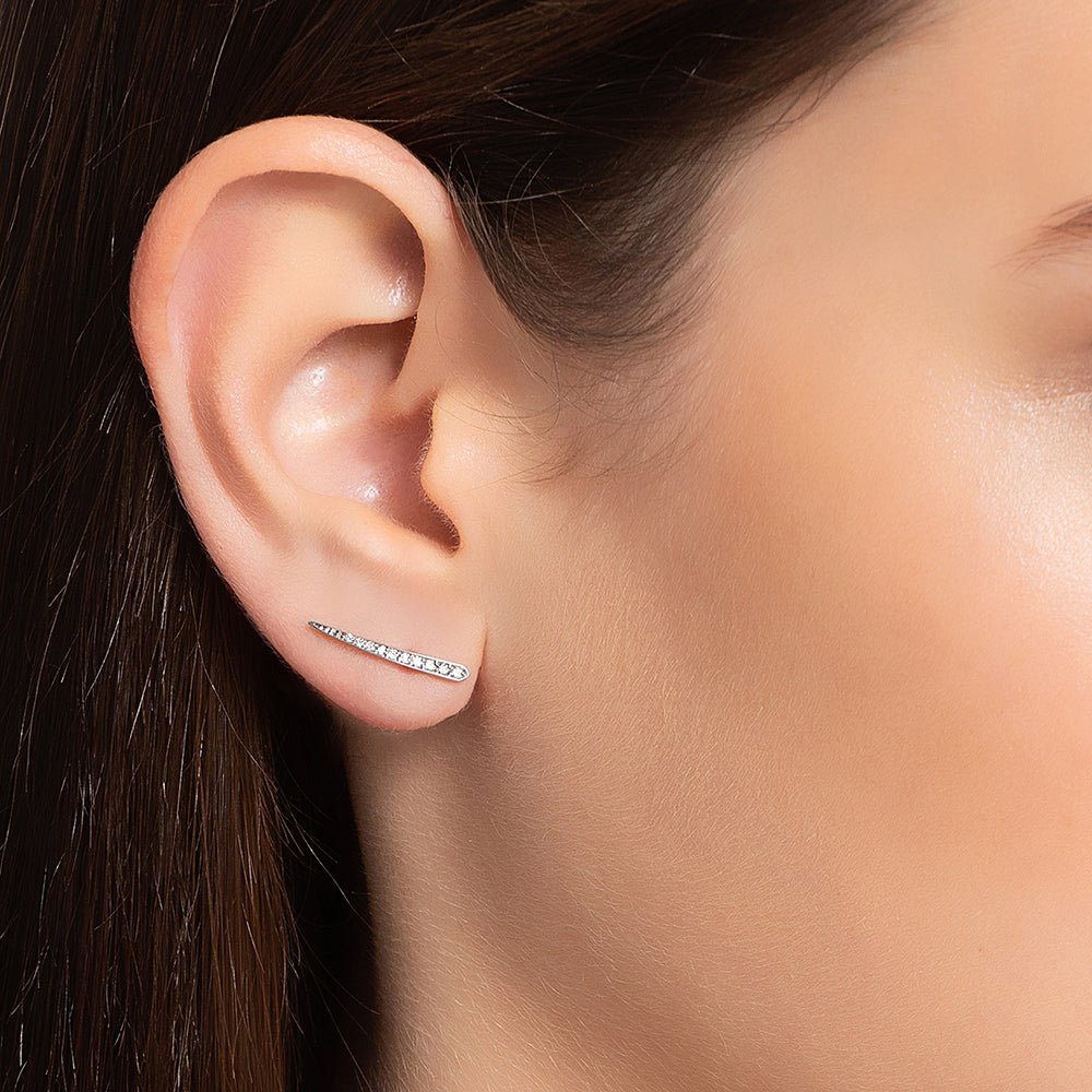 Brinco Ear Cuff Piscine | Ouro Branco 18K E Diamantes - Jack Vartanian - Ear Cuffs