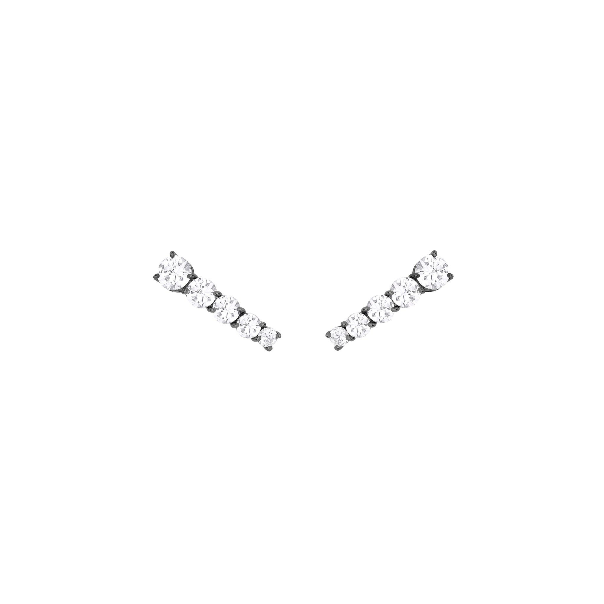 Brinco Ear Cuff Rock Star - M | Ouro Branco 18K com Ródio Negro e Safiras - Jack Vartanian - Ear Cuffs