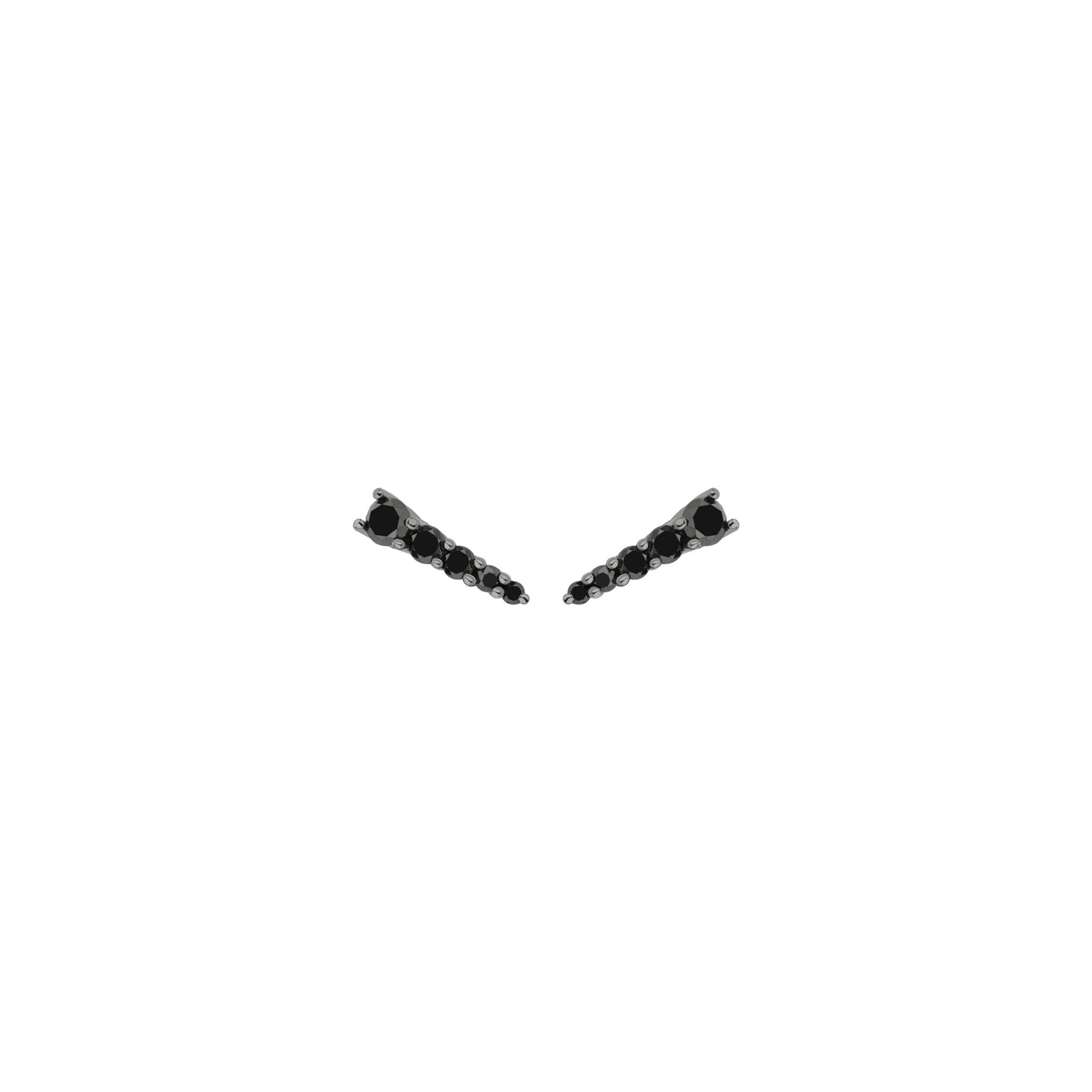 Brinco Ear Cuff Rock Star - P | Ouro Branco 18K com Ródio Negro e Diamantes Negros - Jack Vartanian - Ear Cuffs