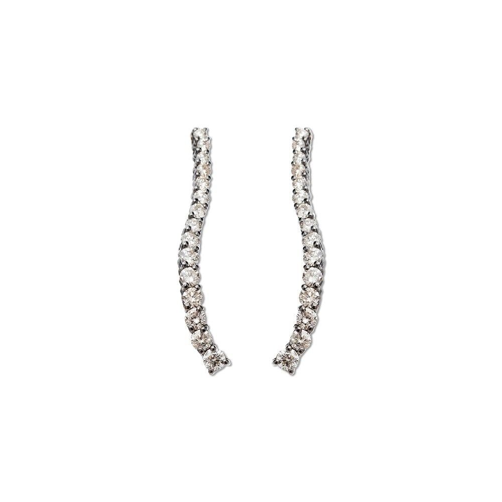 Brinco Ear Cuff Universo | Ouro Branco 18K Com Ródio Negro E Diamantes - Jack Vartanian - Ear Cuffs