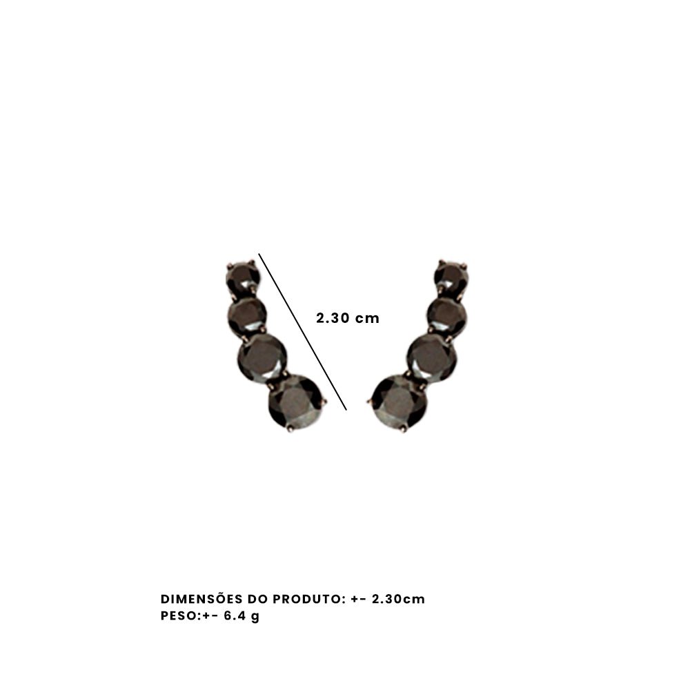 Brinco Ear Cuff Universo| Ouro Branco 18K Com Ródio Negro E Diamantes Negros - Jack Vartanian - Ear Cuffs