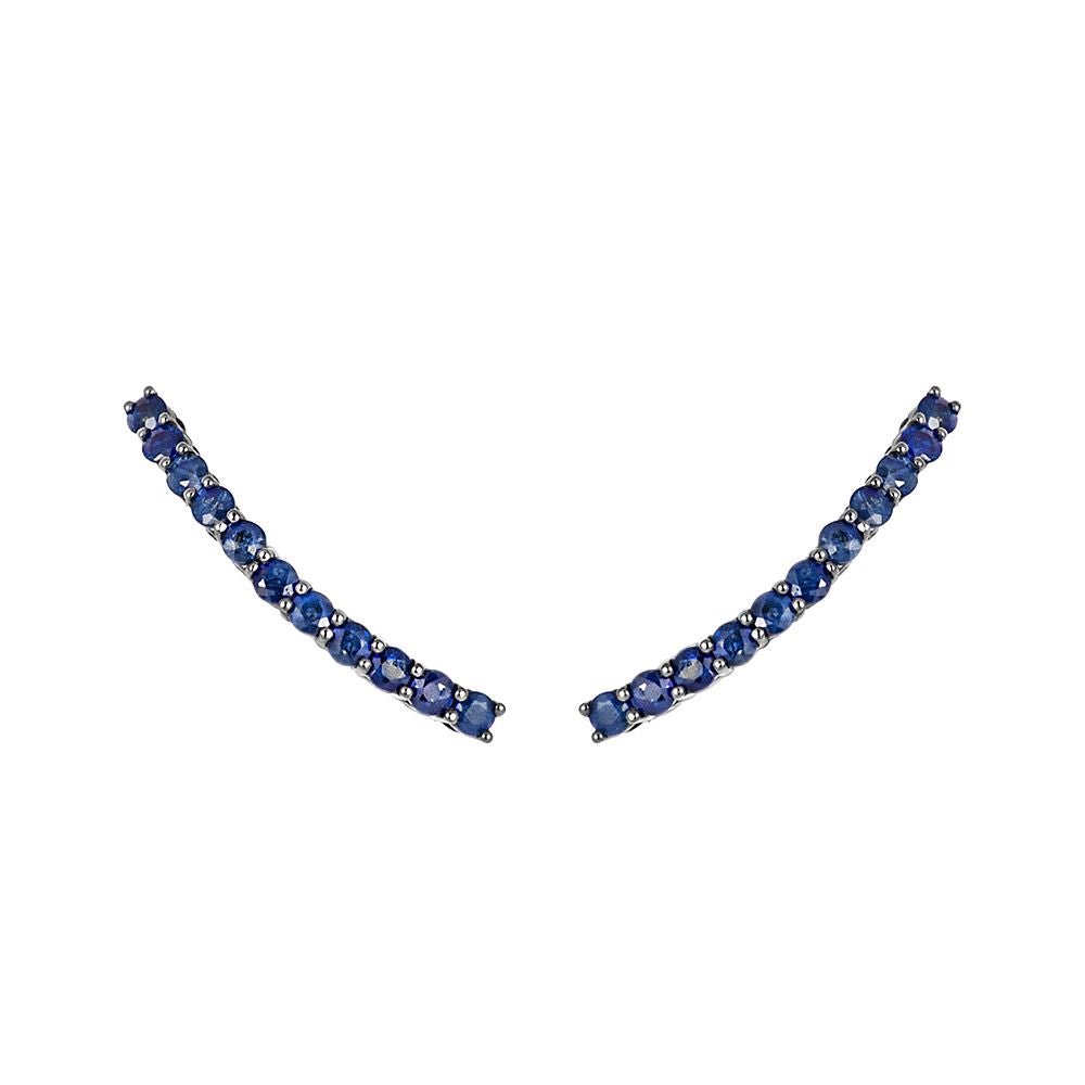 Brinco Ear Cuff Universo | Ouro Branco 18K Com Ródio Negro E Safiras - Jack Vartanian - Ear Cuffs