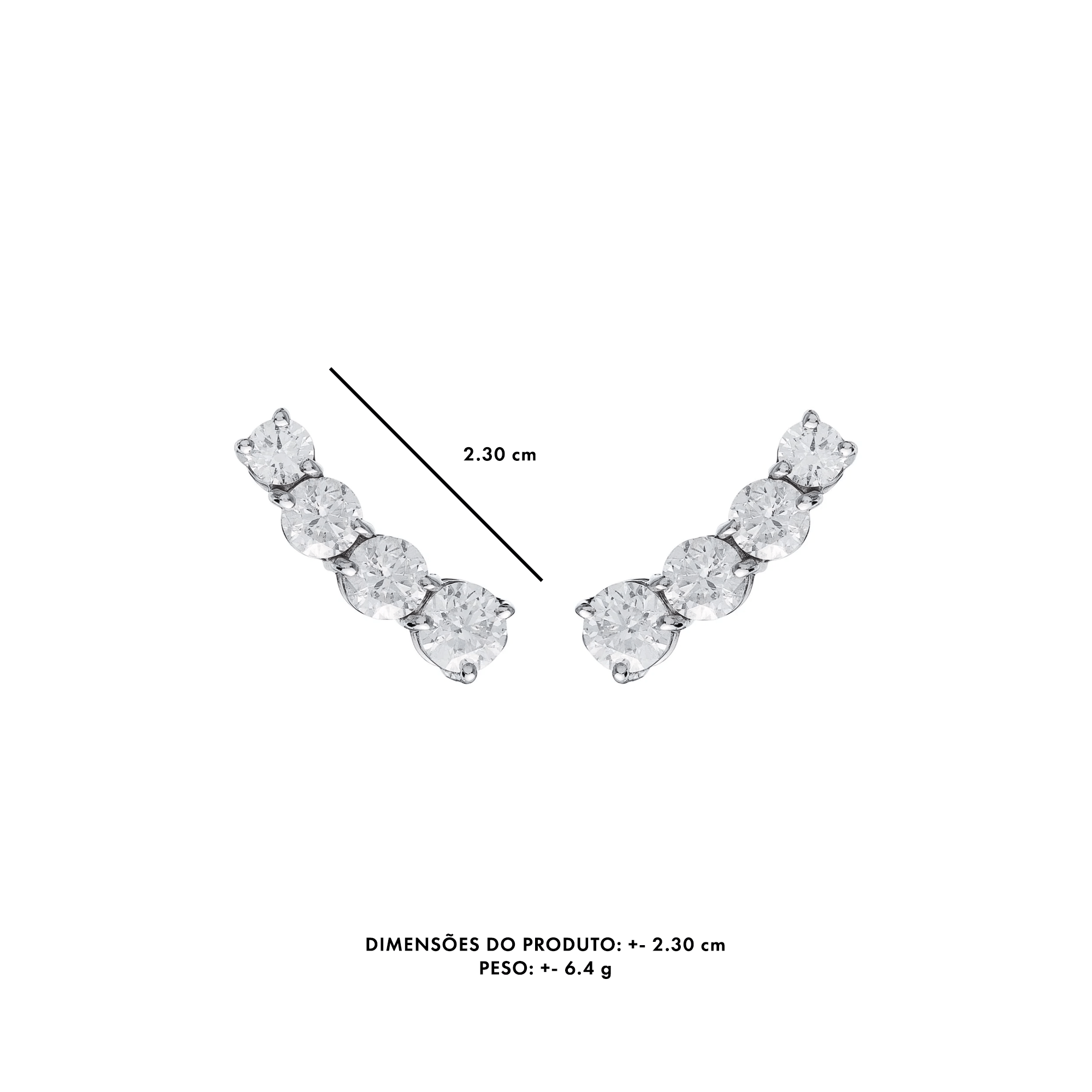 Brinco Ear Cuff Universo | Ouro Branco 18K E Diamantes - Jack Vartanian - Ear Cuffs
