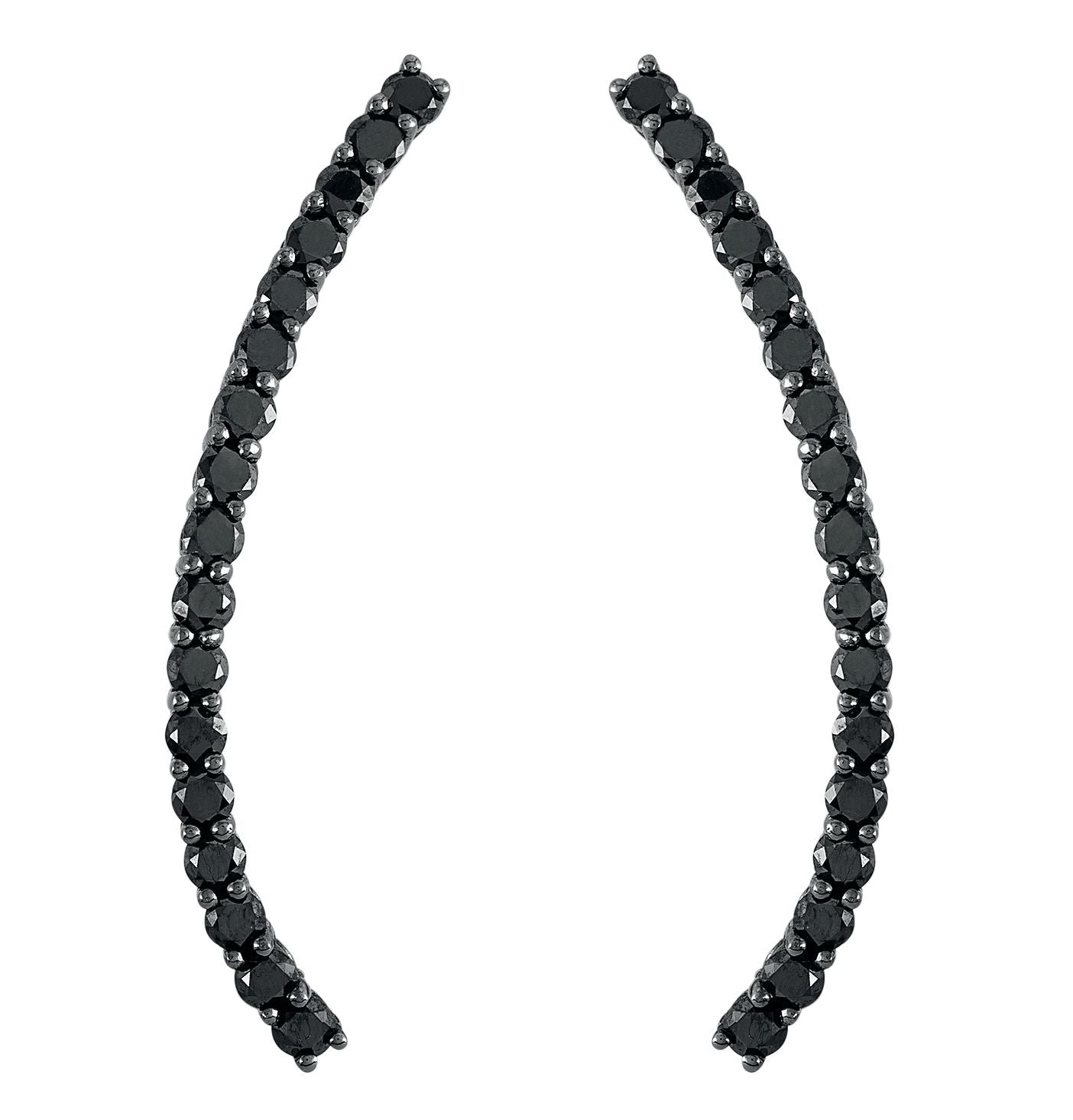 Brinco Ear Cuff Voyeur | Ouro Branco 18K Com Ródio Negro E Diamantes Negros - Jack Vartanian - Ear Cuffs