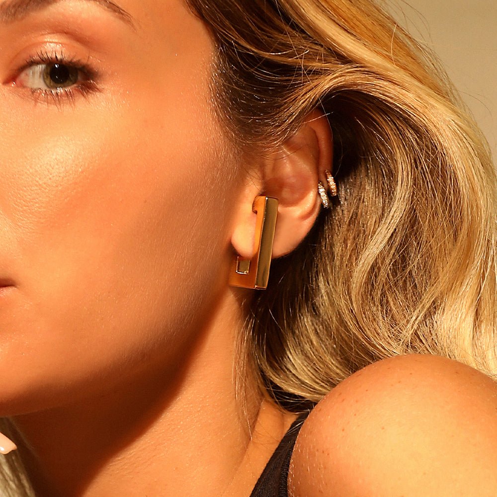 Brinco Earhook Rock | Prata com Ouro Amarelo 18K - Jack Vartanian - Ear Cuffs