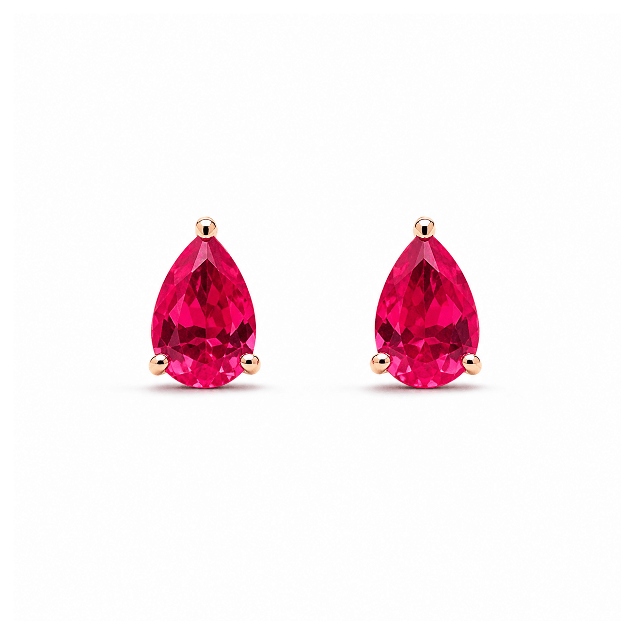 Brinco Especial Solitário Gota | Ouro Rosa 18K com Rubis - Jack Vartanian - Alta Joalheria