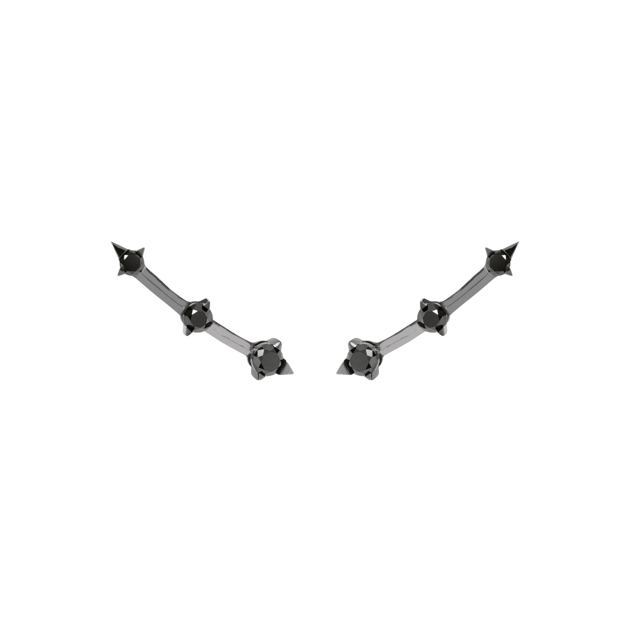 Brinco Lifestyle De Ouro Branco 18K Com Ródio Negro E Diamante Negro - Jack Vartanian - Ear Cuffs