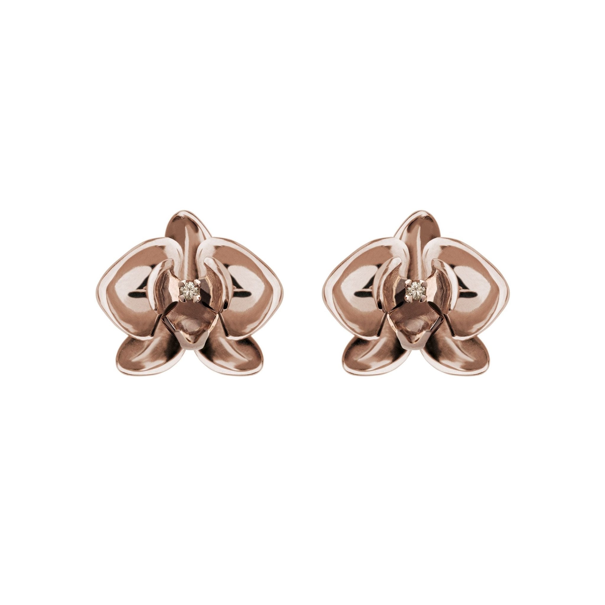 Brinco Orquidea De Prata Com Ouro Rosa E Diamante - Jack Vartanian - Lobulo