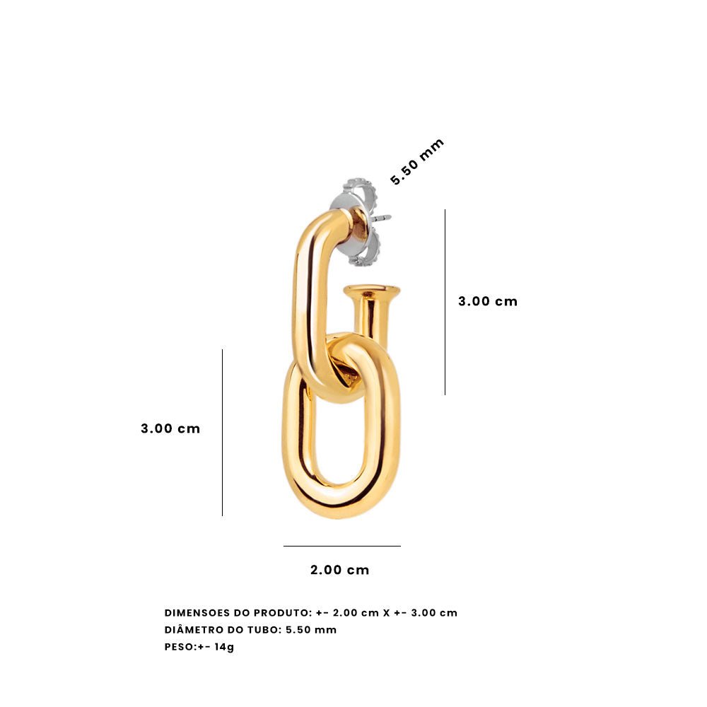 Brinco Pop Chain De Prata Com Ouro Amarelo - G - Jack Vartanian - Longos E Franjas