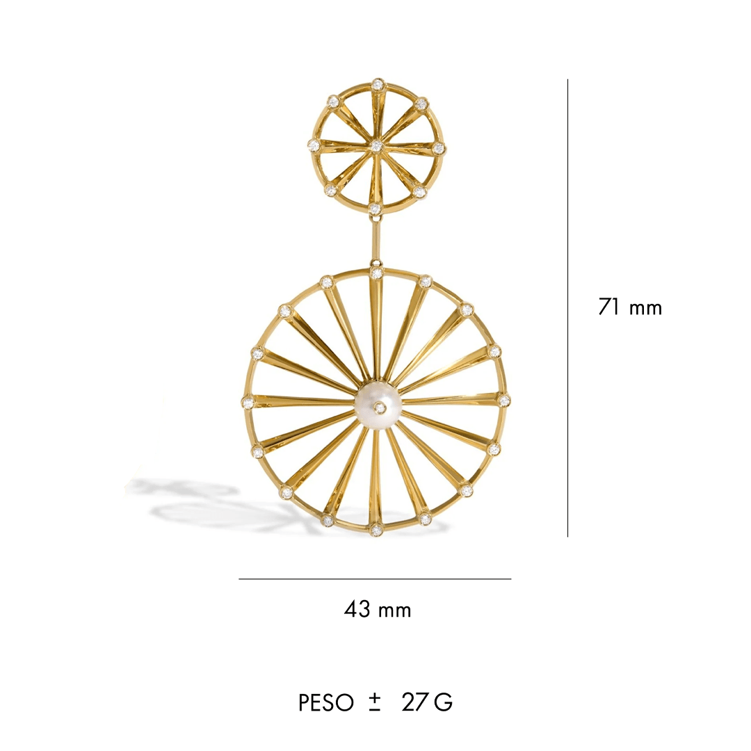 BRINCO SHINE DUPLO | OURO AMARELO 18K COM PÉROLA E DIAMANTES - Jack Vartanian - Cravejados