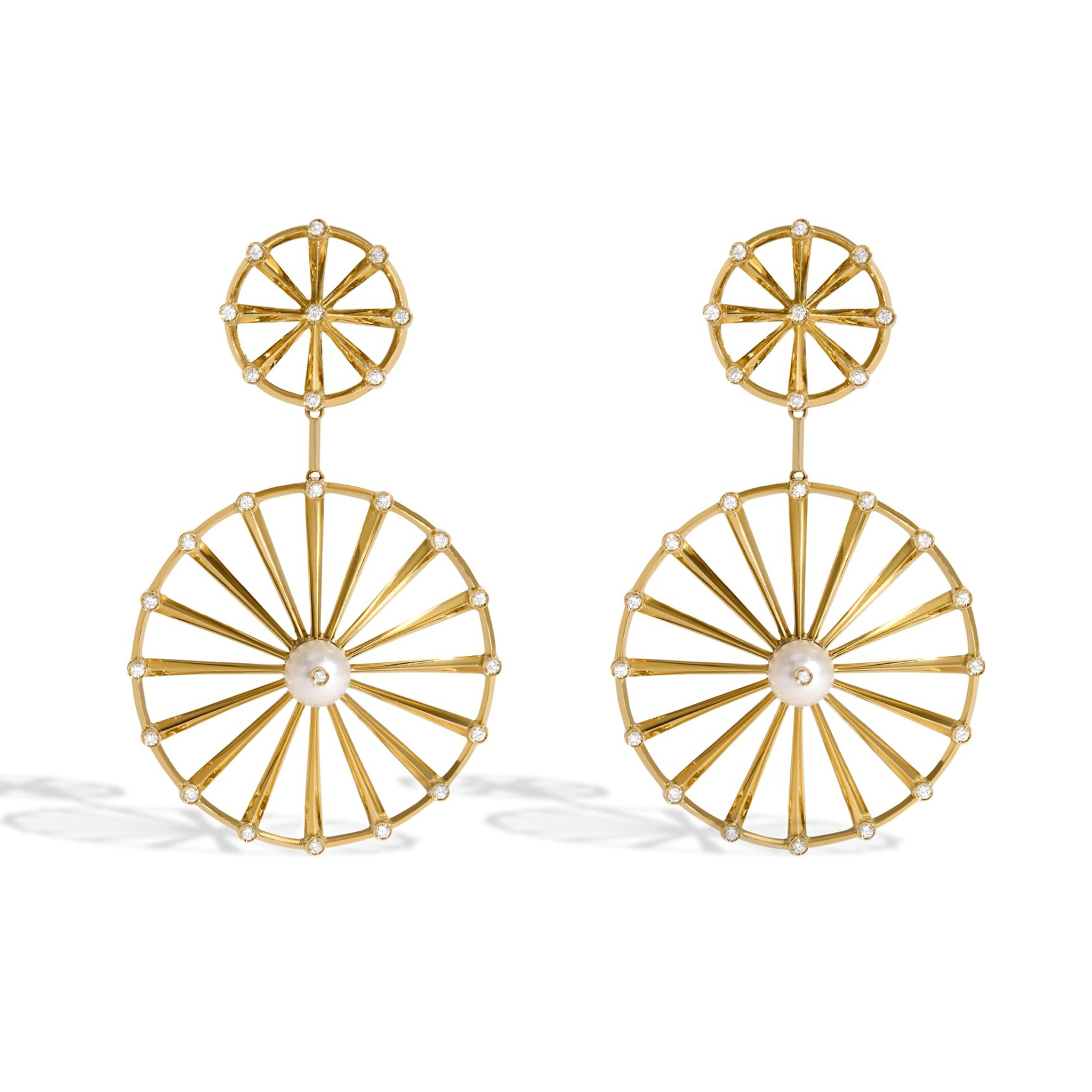 BRINCO SHINE DUPLO | OURO AMARELO 18K COM PÉROLA E DIAMANTES - Jack Vartanian - Cravejados