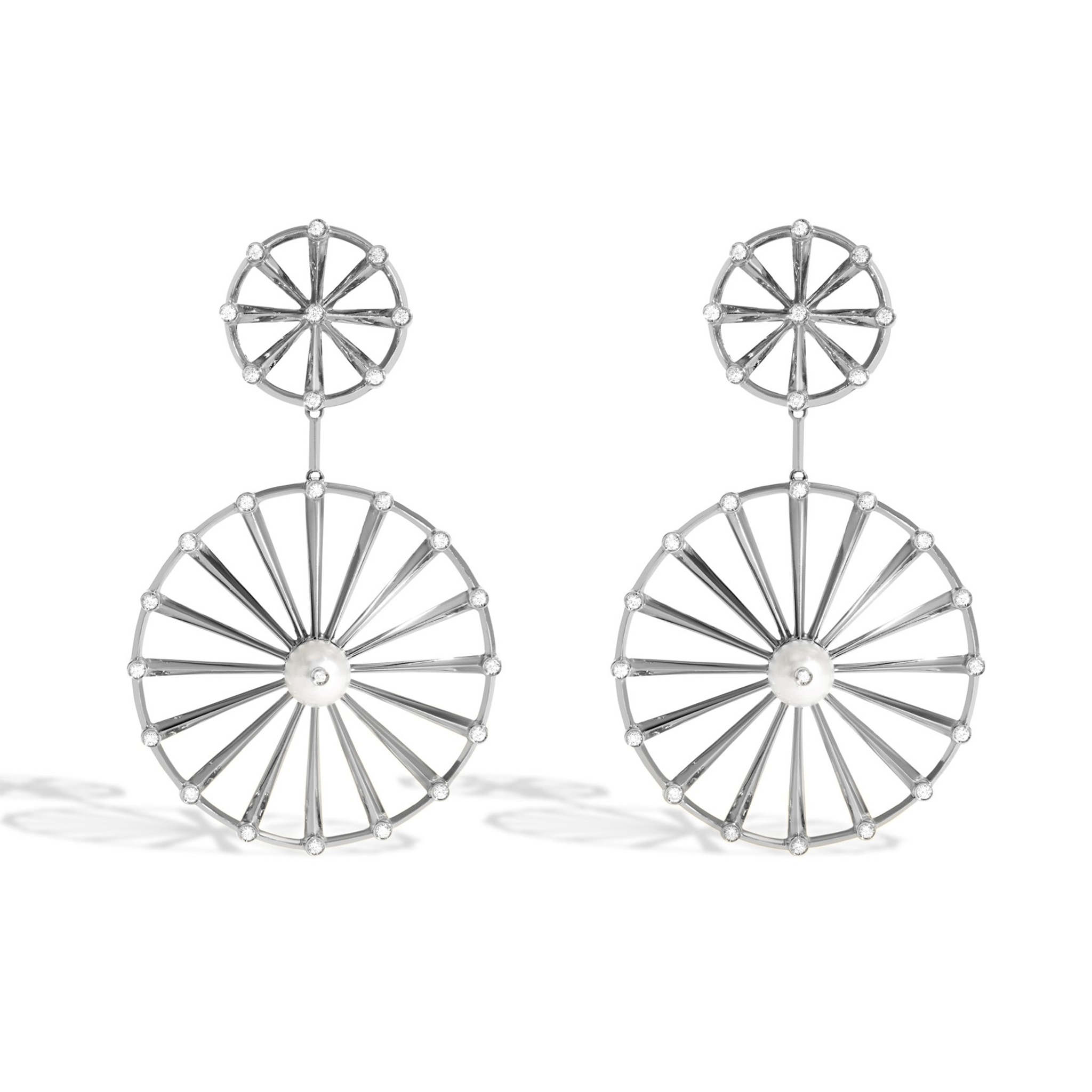 BRINCO SHINE DUPLO | OURO BRANCO 18K COM PÉROLA E DIAMANTES - Jack Vartanian - Cravejados