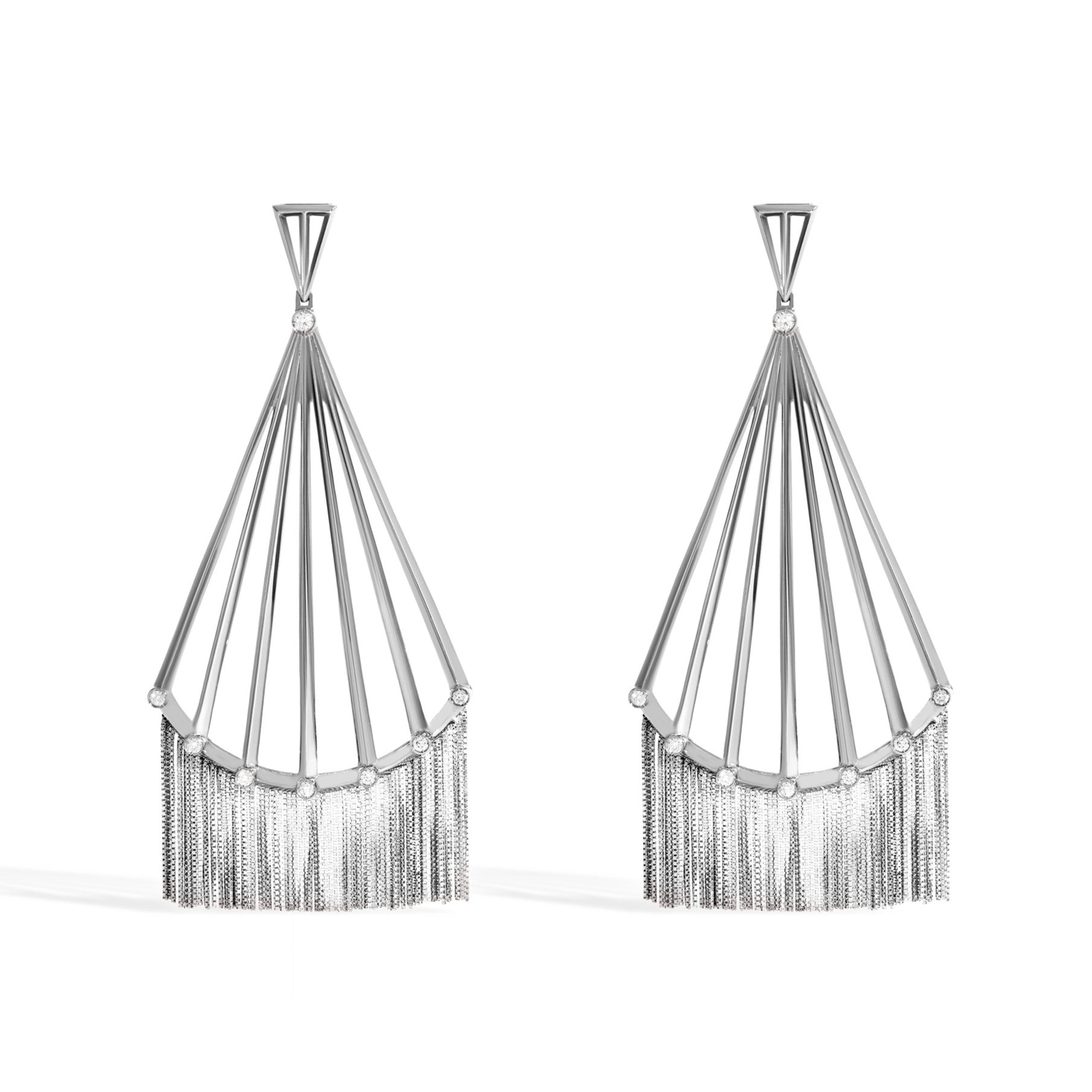 BRINCO SHINE FRANJA | OURO BRANCO 18K COM DIAMANTES - Jack Vartanian - Longos E Franjas