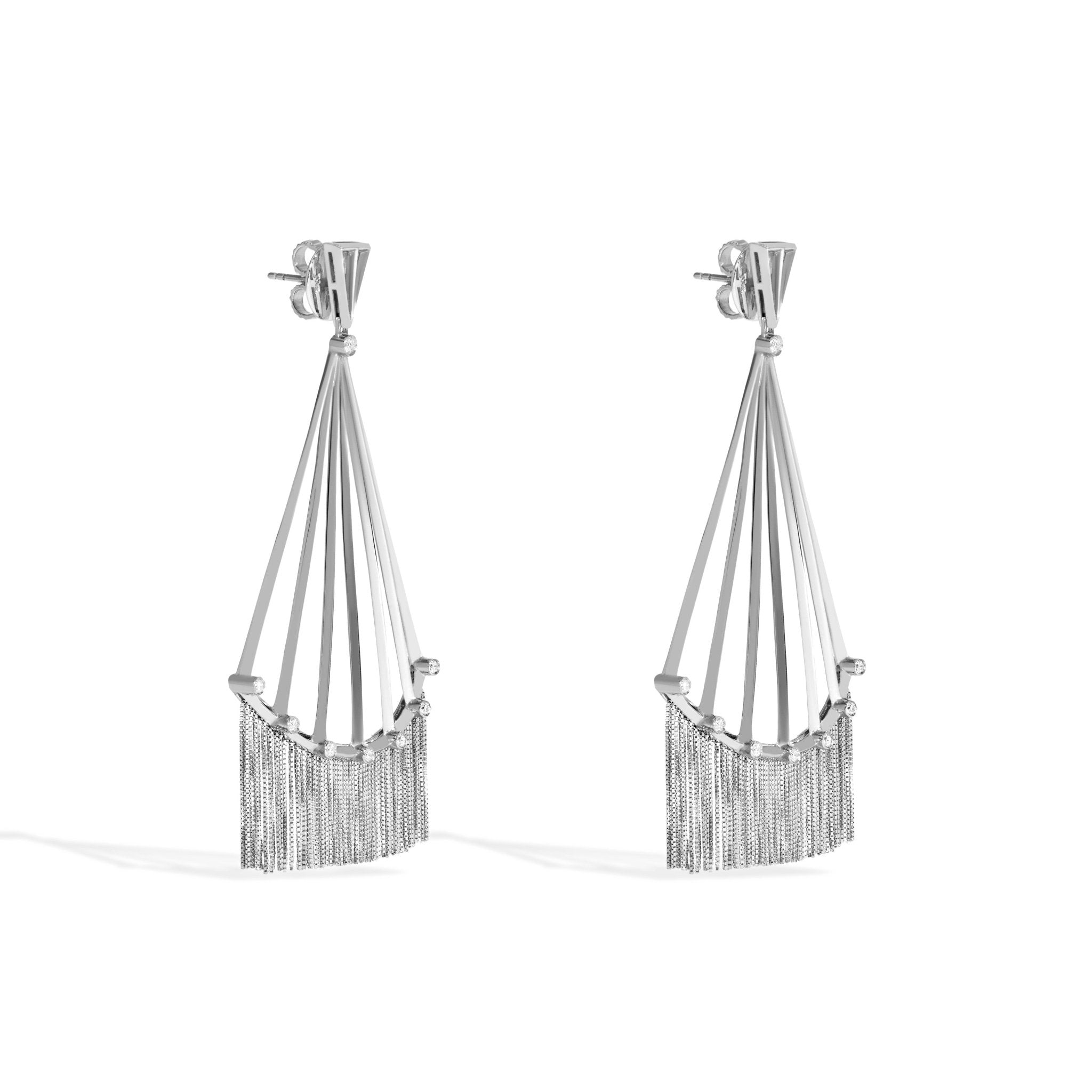 BRINCO SHINE FRANJA | OURO BRANCO 18K COM DIAMANTES - Jack Vartanian - Longos E Franjas