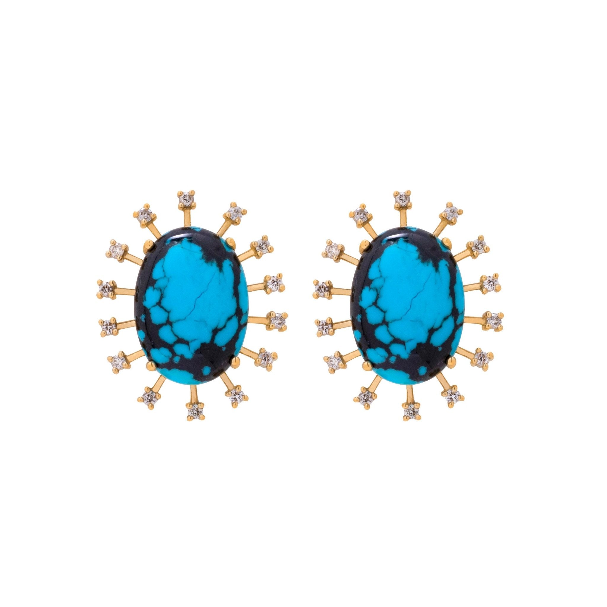Brinco Vita | Ouro Amarelo 18K com Turquesa e Diamantes - Jack Vartanian - Lobulo